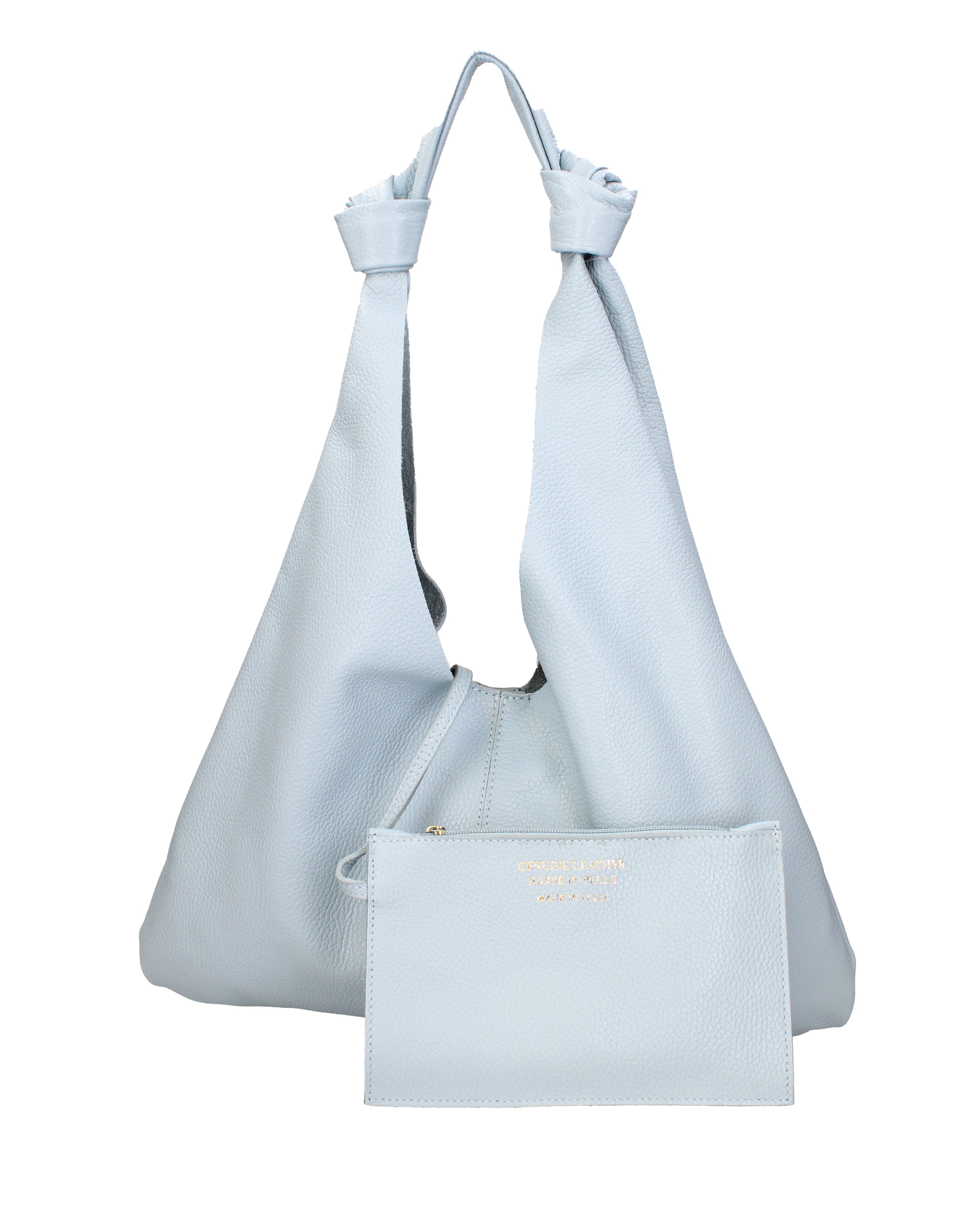 Borsa a spalla da donna 100% vera pelle 07156-D92 CELESTE Viola Castellani