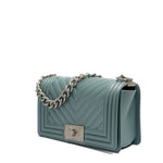 Borsa a mano da donna 100% Pvc FLAT S-DARK JEANS + OFF SILVER Marc Ellis