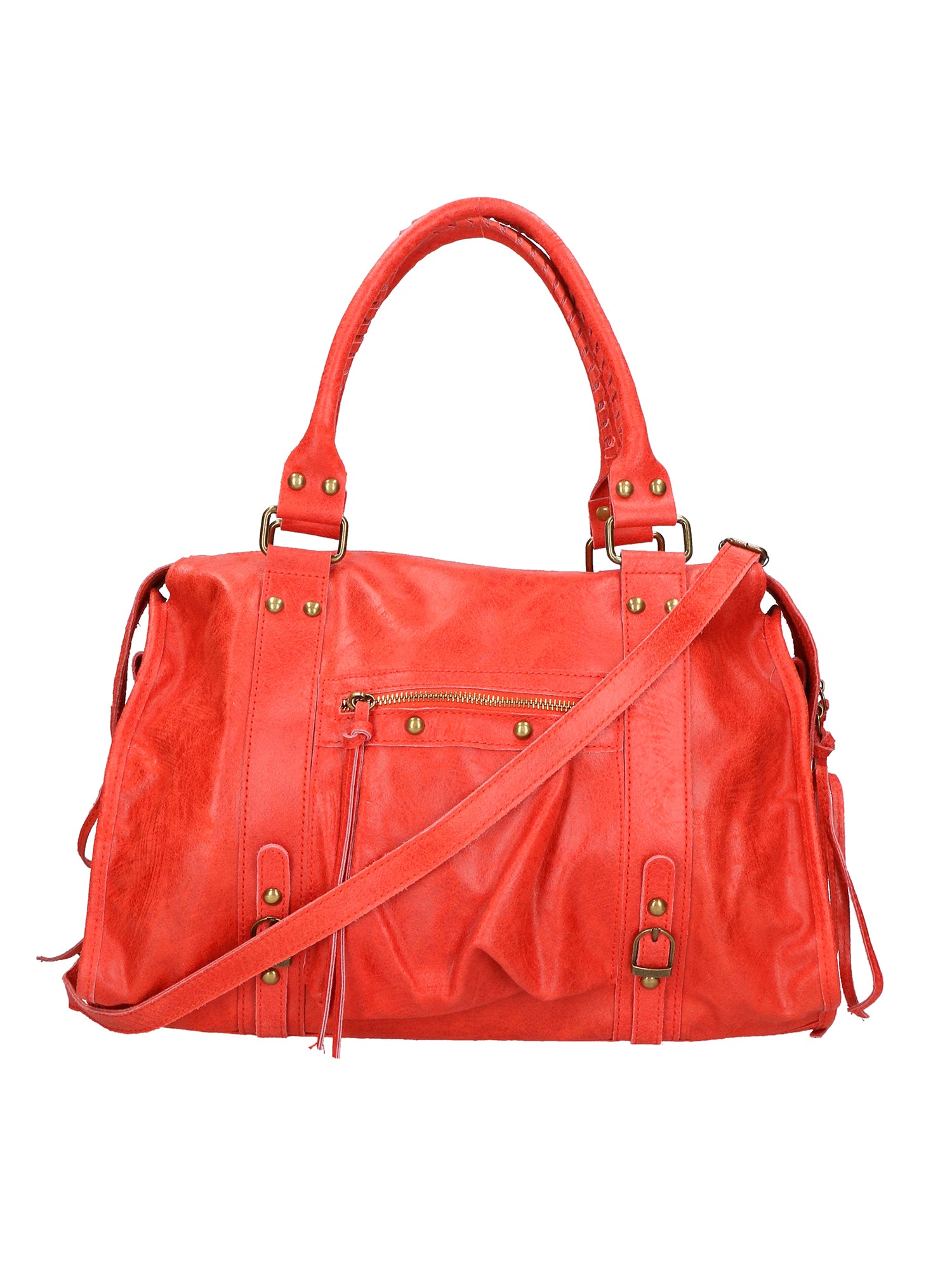 Elara Borsa a spalla da donna Vera pelle 06090-ROSSO MEDIO Gave Lux
