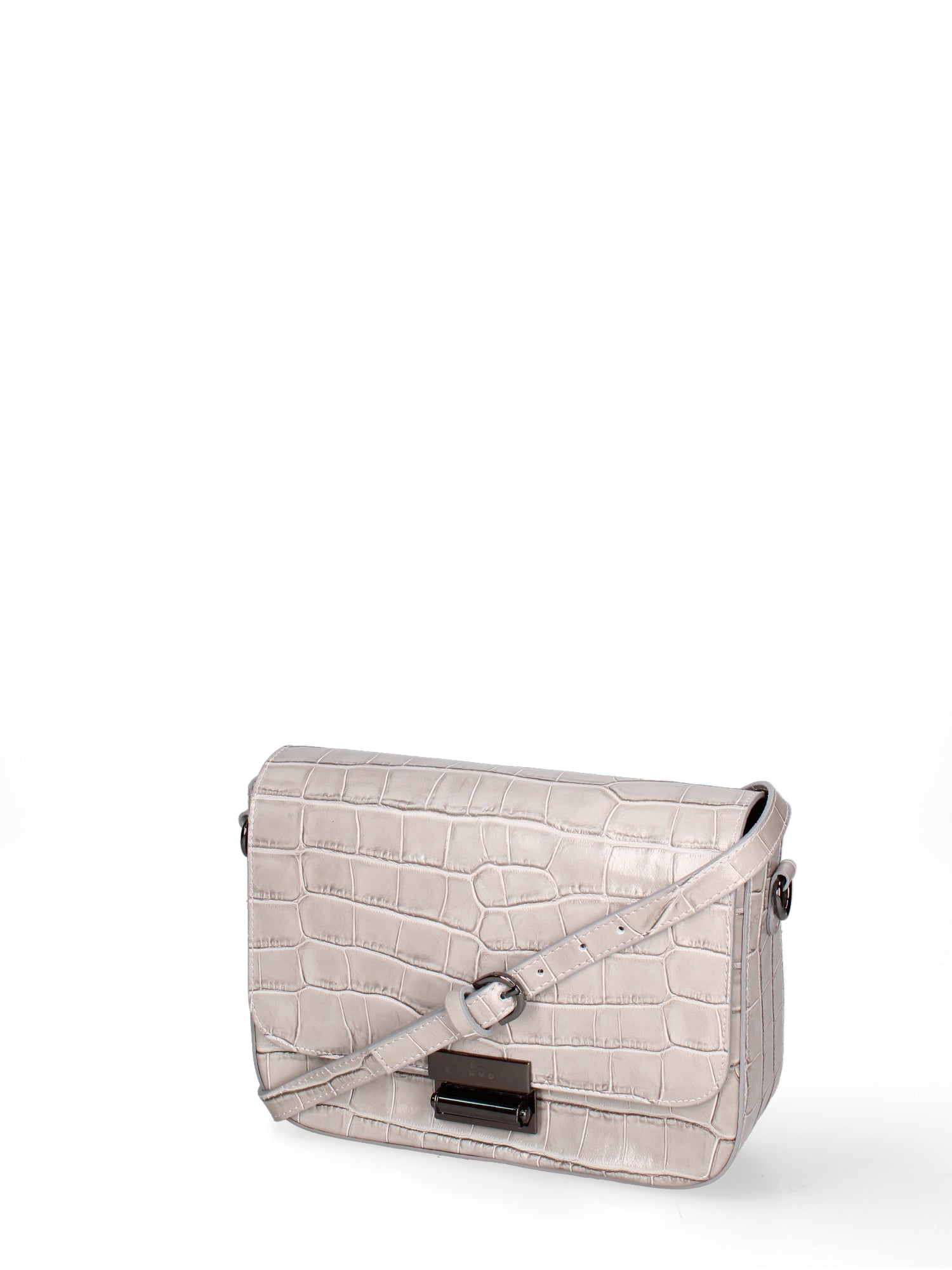 Borsa a tracolla da donna Vera pelle effetto cocco JR-W-1164CC-GLACIER GREY-CDF John Richmond