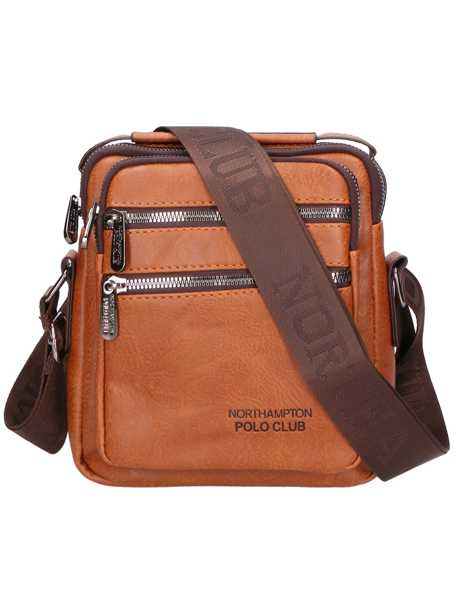 Borsa a tracolla uomo 100% pelle PU PCL3055-BROWN Northampton Polo Club