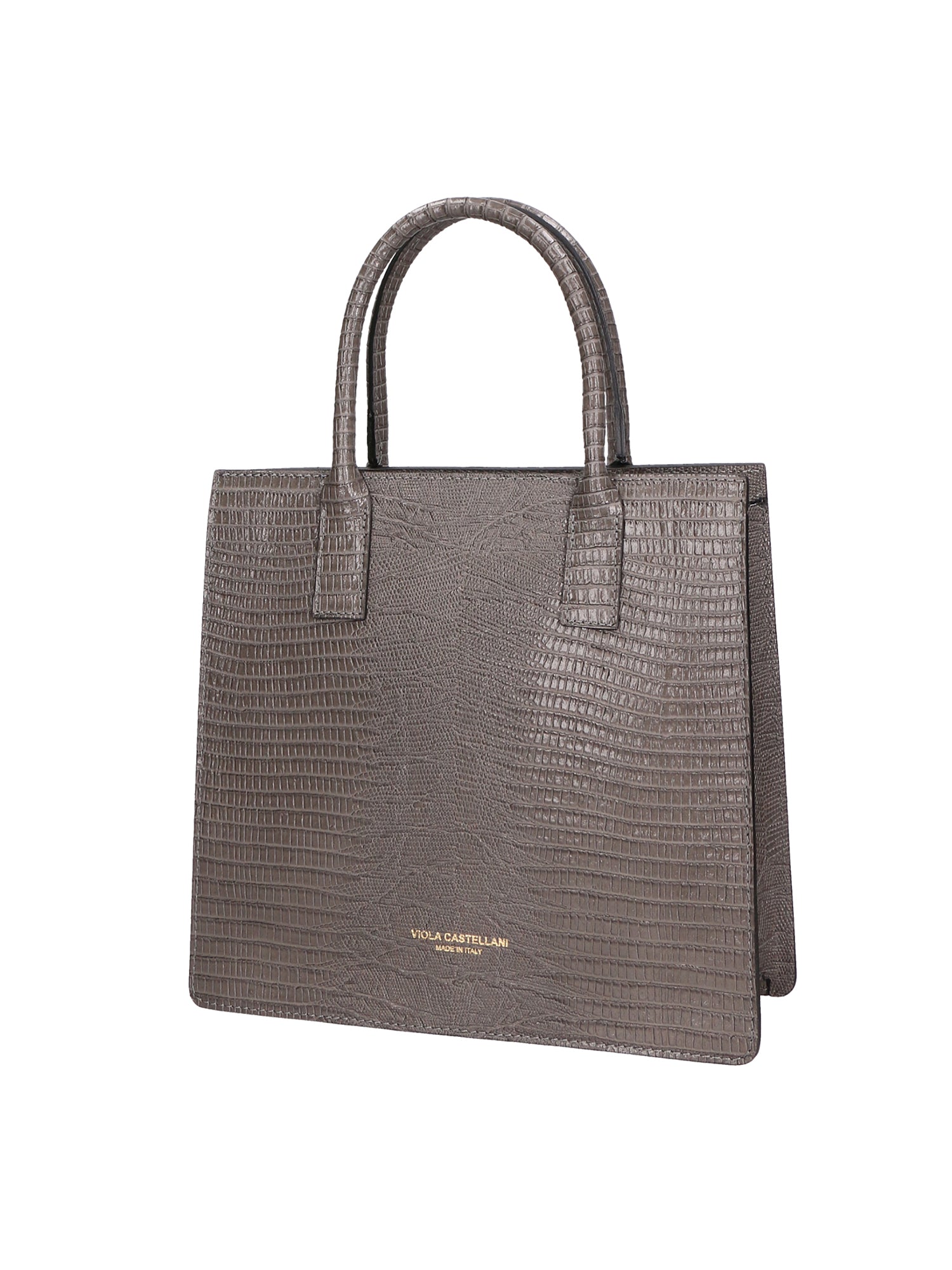 Giulia Borsa a mano da donna Vera pelle effetto cocco 468W-LU27 GRIGIO Viola Castellani