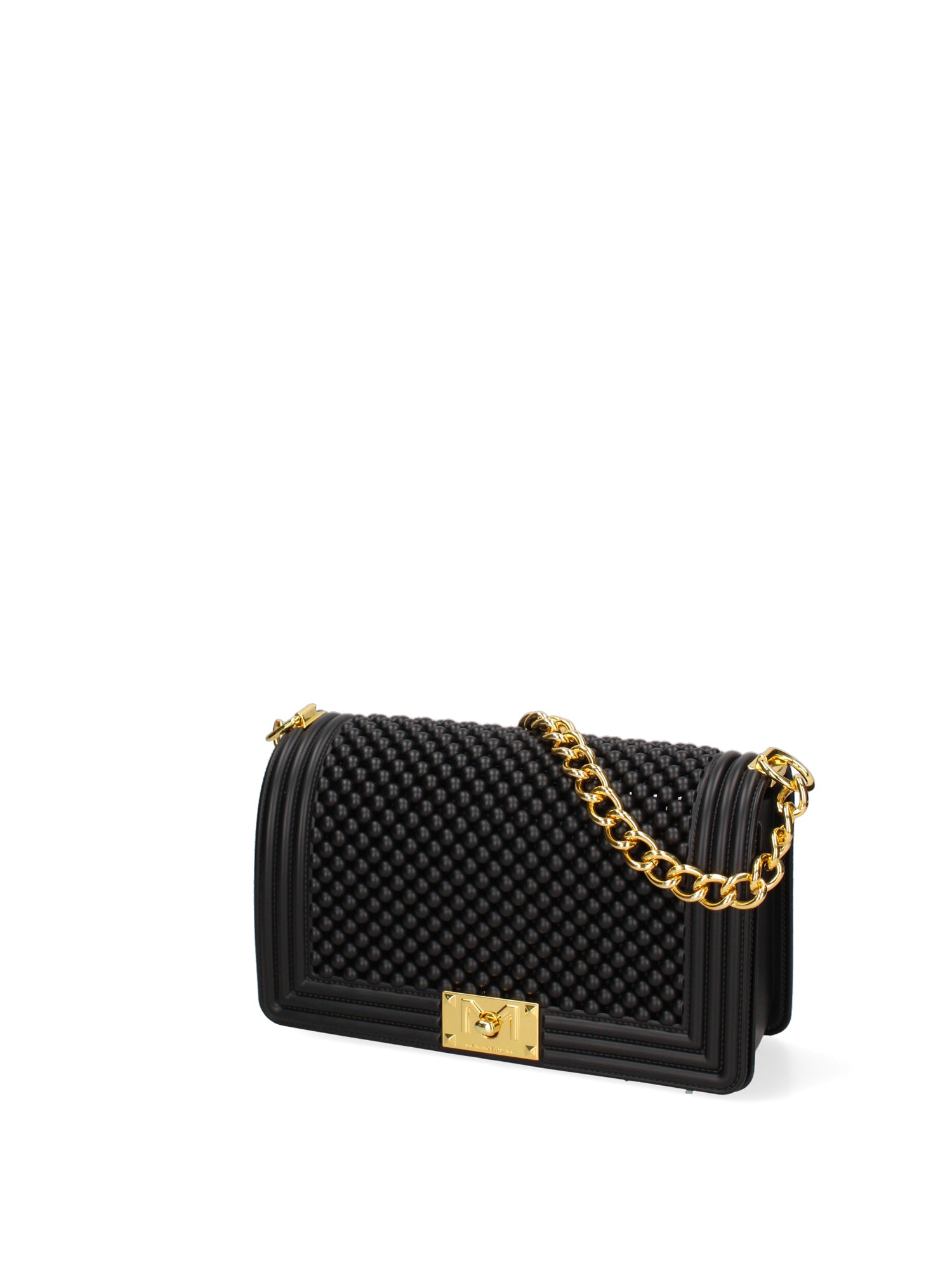 Borsa a mano da donna 100% Pvc FLAT-M-BALL 24-BLACK - GOLD Marc Ellis