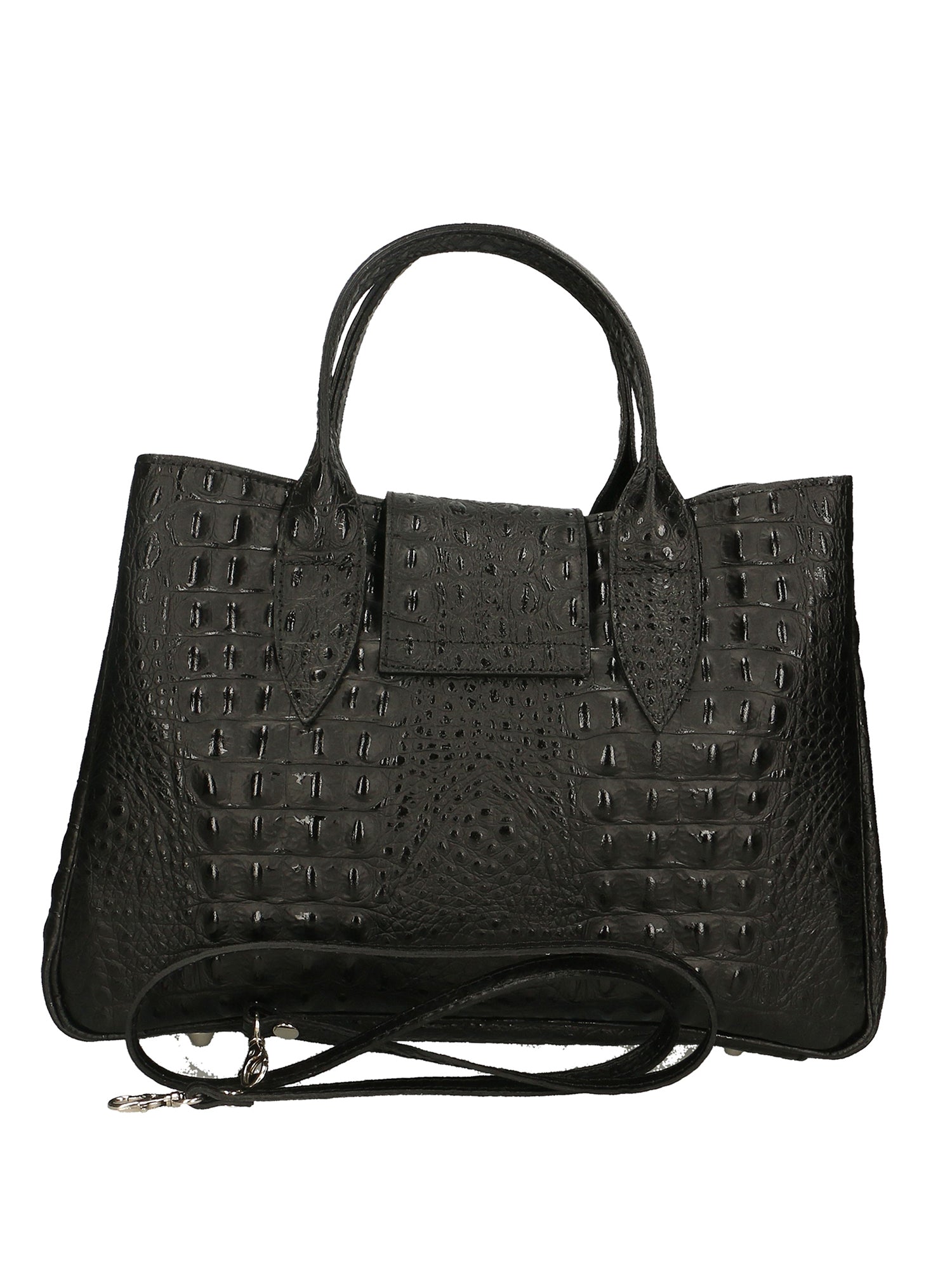 Ascoli Borsa a mano da donna Pelle stampata cocco 7718-NERO BLACK Gave Lux
