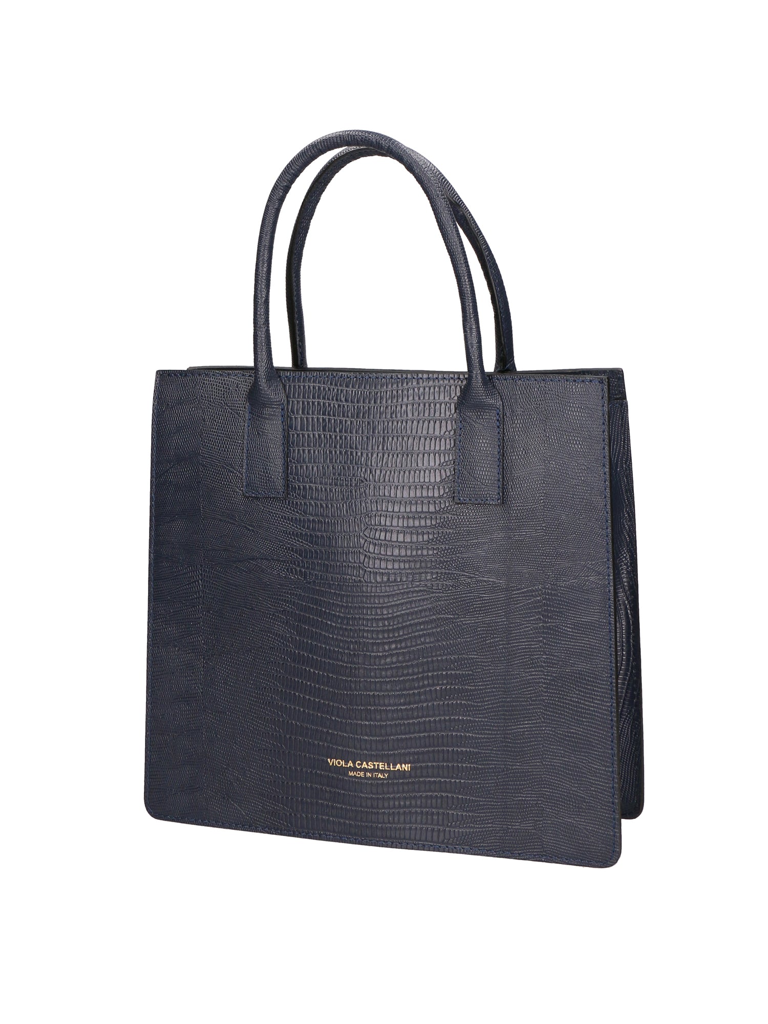 Giulia Borsa a mano da donna Vera pelle effetto cocco 468W-LU26 BLU SCURO Viola Castellani