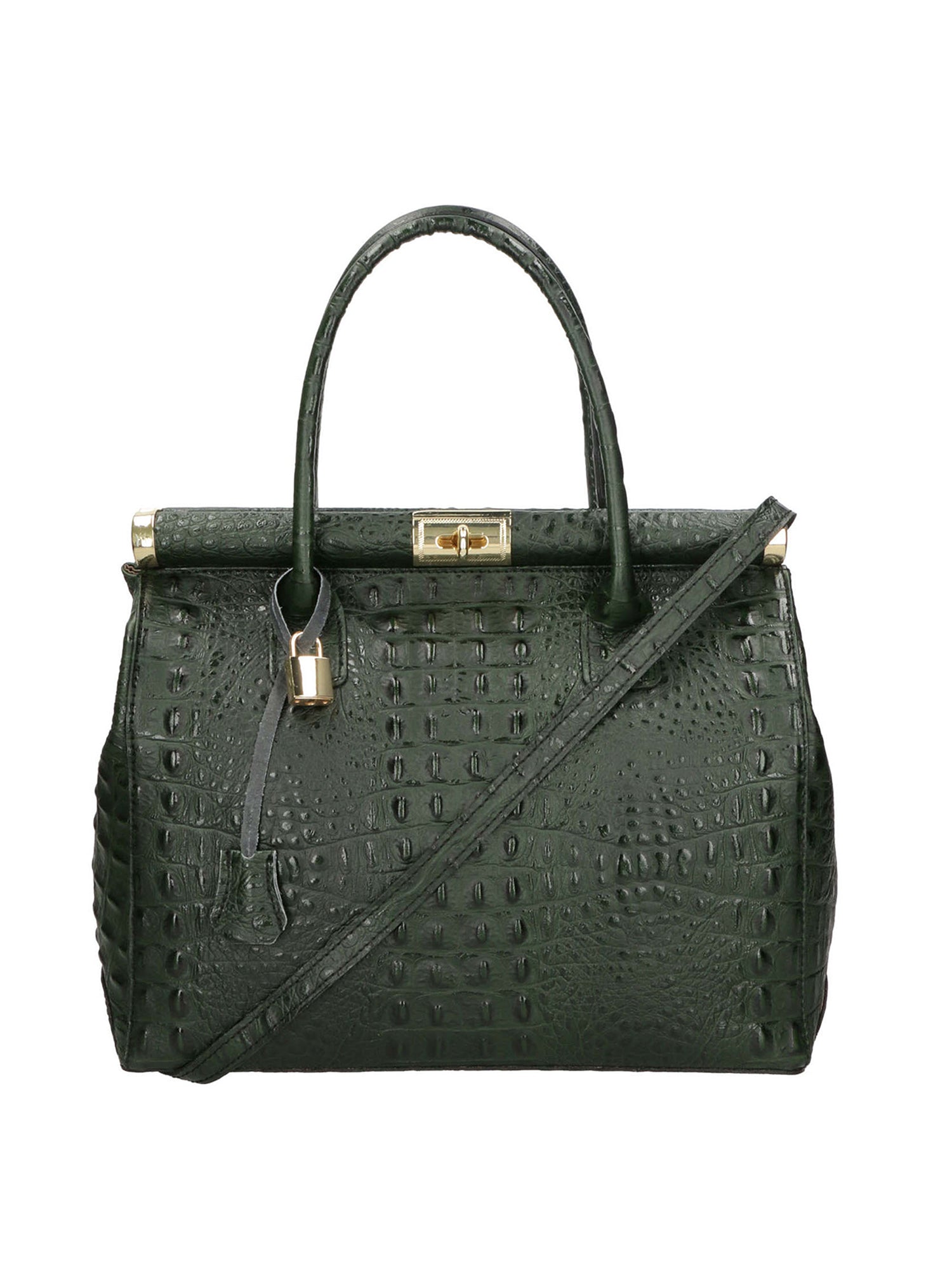 Deborah Borsa a mano da donna Pelle Croco Stampata 7727-C14 VERDE SCURO Gave Lux