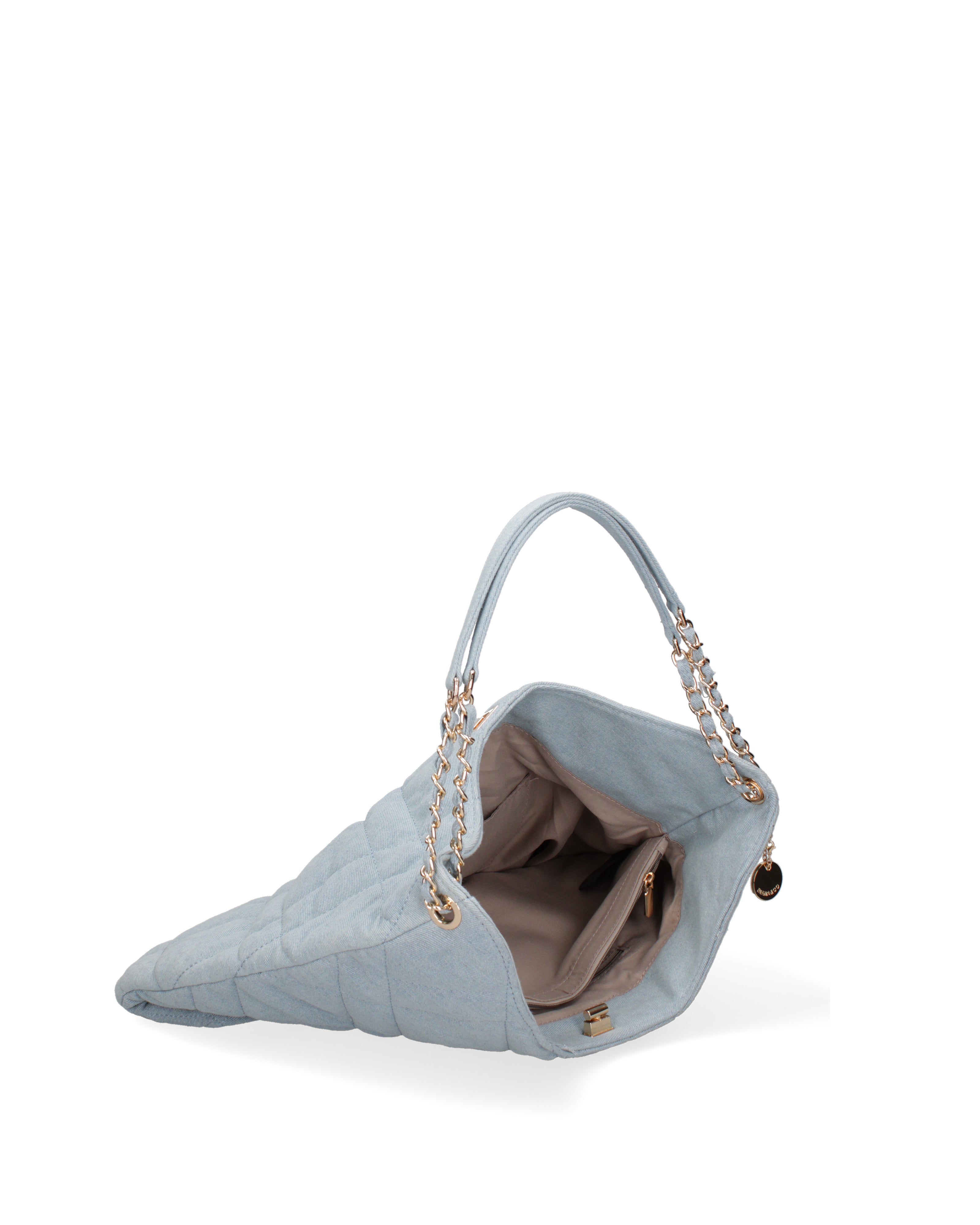 Borsa a spalla da donna Nylon ed ecopelle DC3533-4-LIGHTBLUE Diana&co
