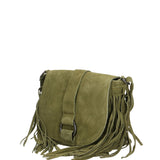 Iolanthe Borsa a tracolla da donna Vera pelle 1421-VERDE MILITARE Gave Lux
