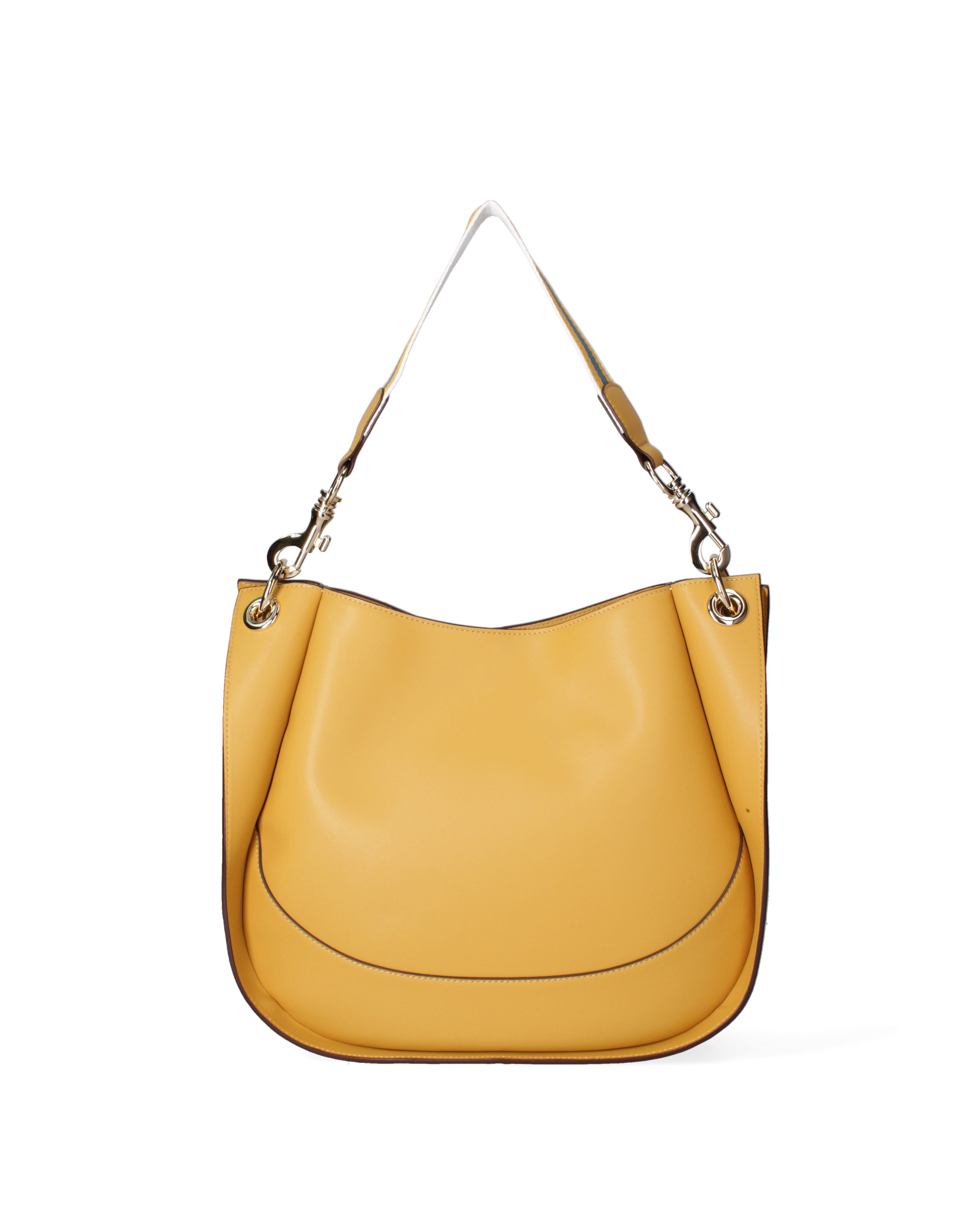 Borsa a spalla da donna 100% pelle riciclata 07224-Light yellow Viola Castellani