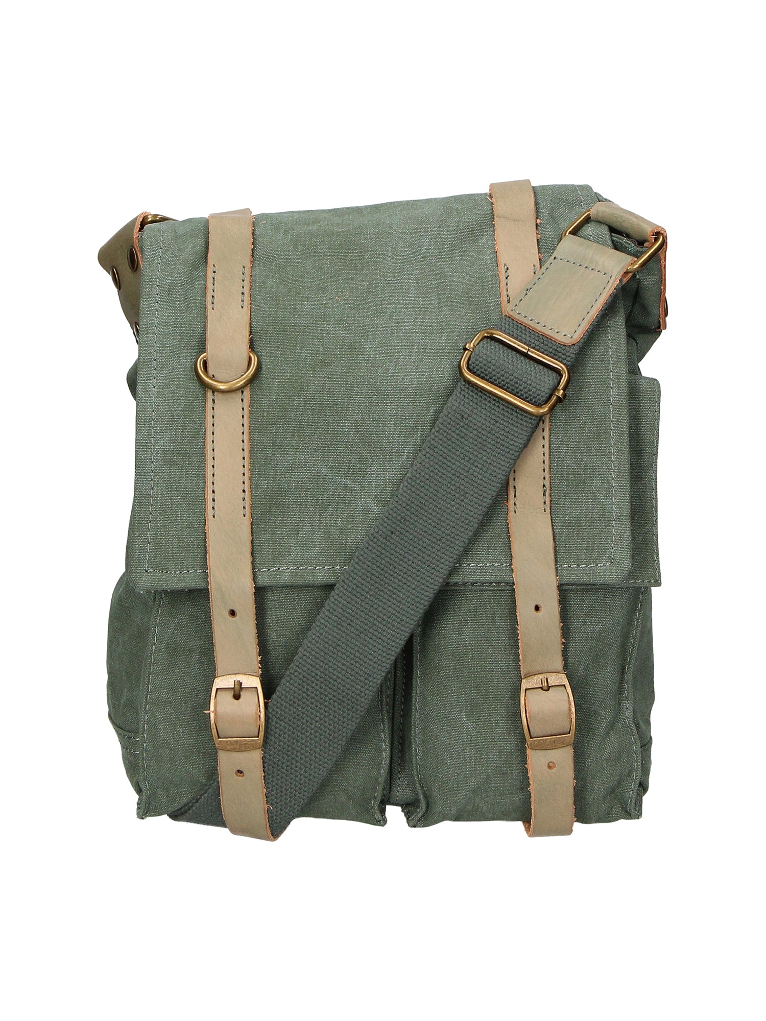 Milena Borsa a tracolla unisex Canvas e vera pelle ZG3009-VERDE GREEN Gave Lux