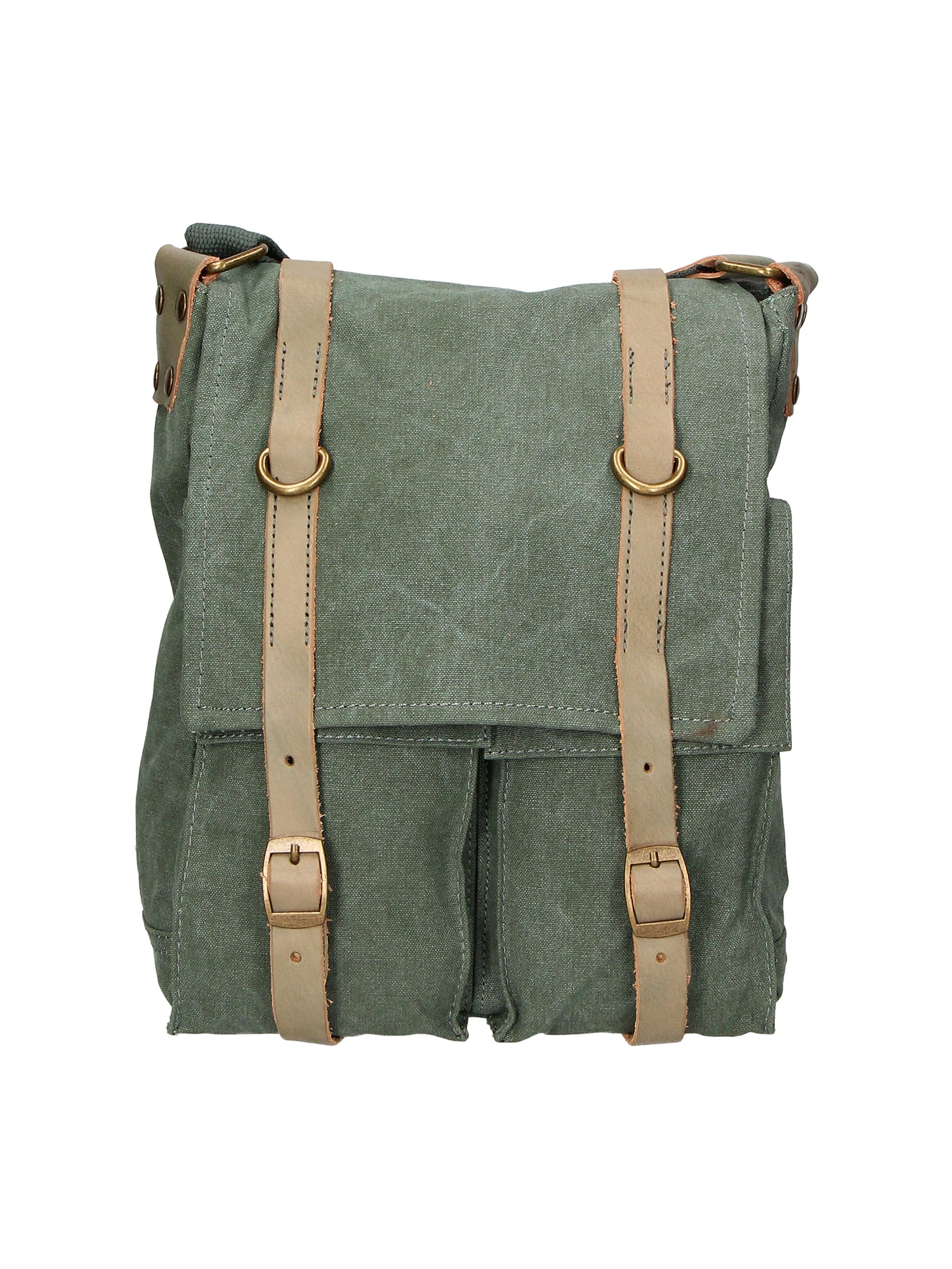 Milena Borsa a tracolla unisex Canvas e vera pelle ZG3009-VERDE GREEN Gave Lux