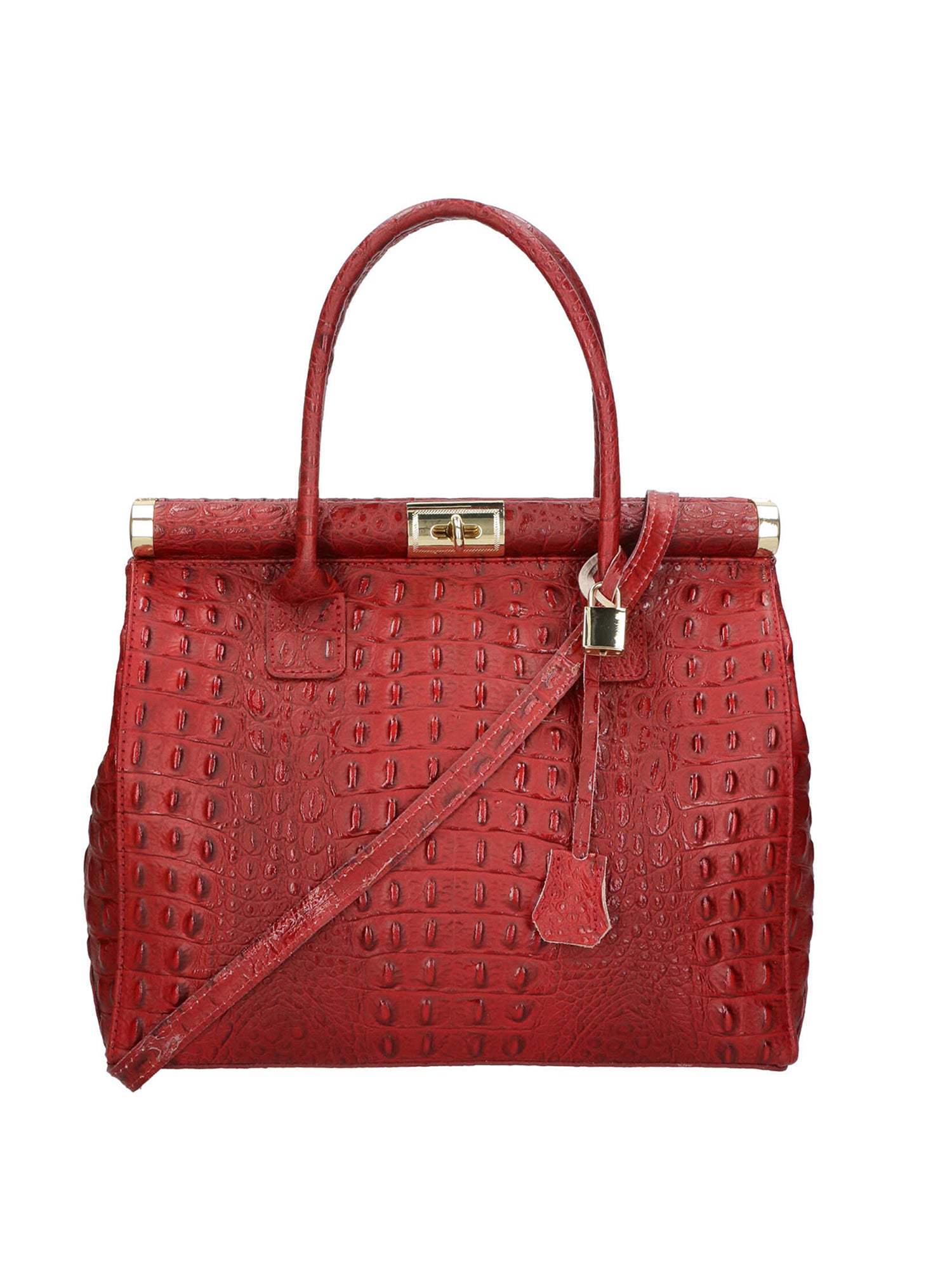 Deborah Borsa a mano da donna Pelle Croco Stampata 7727-C10 ROSSO SCURO Gave Lux