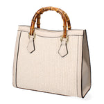 Aella Borsa a mano da donna Paglia e Vera Pelle 5097-148 BEIGE+D37 LATTE Gave Lux