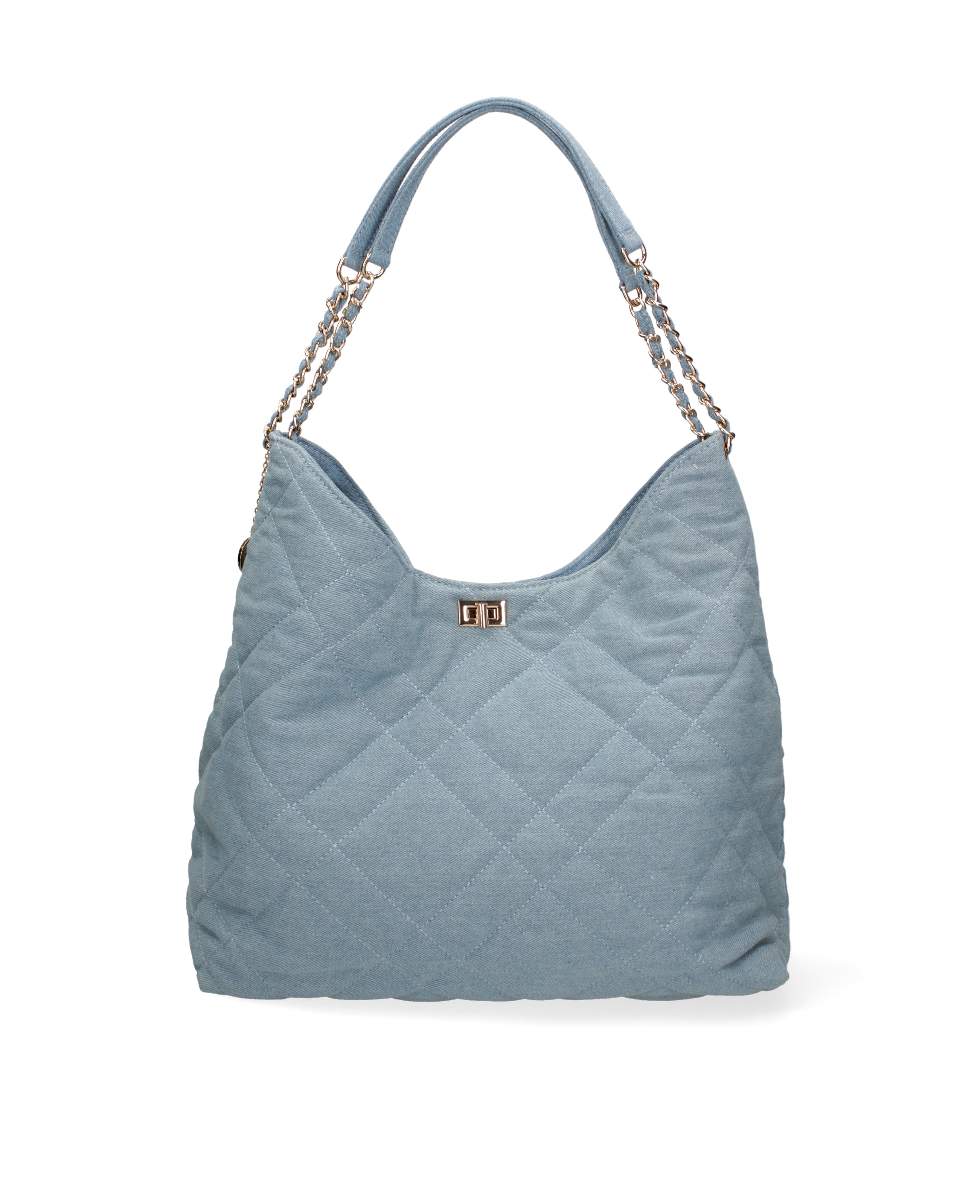 Borsa a spalla da donna Nylon ed ecopelle DC3533-4-JEANS BLUE Diana&co
