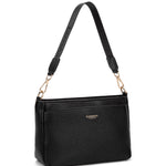Borsa a spalla da donna 100% pelle vegana PU 703-1PT-BLACK Diana&co