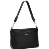 Borsa a spalla da donna 100% pelle vegana PU 703-1PT-BLACK Diana&co