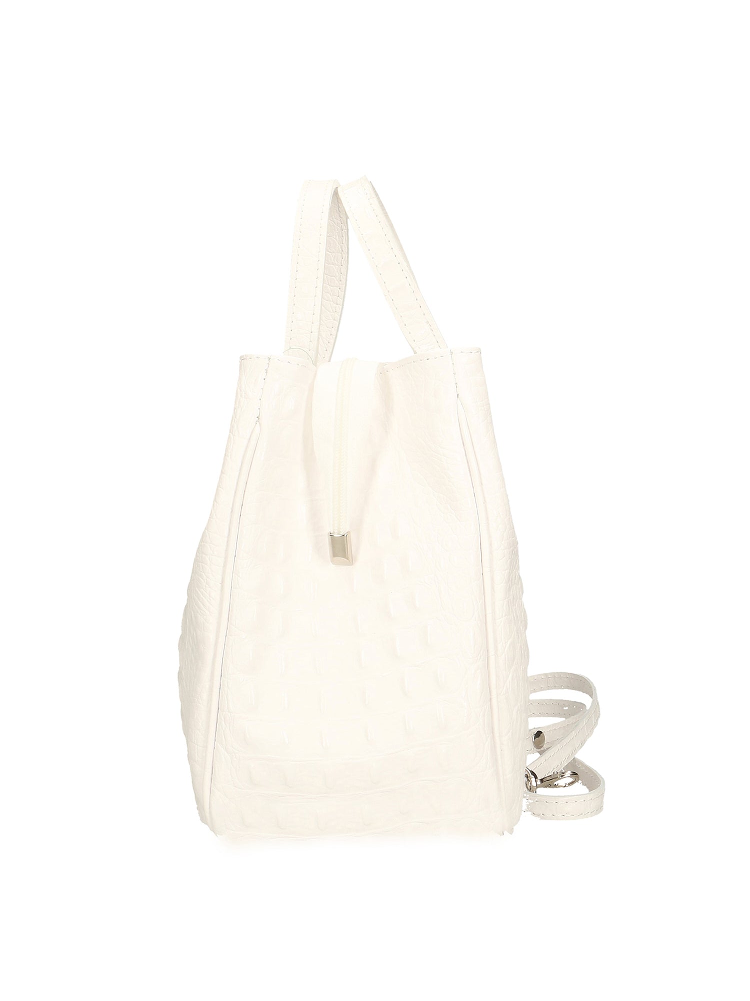 Ascoli Borsa a mano da donna Pelle stampata cocco 7718-BIANCO Gave Lux