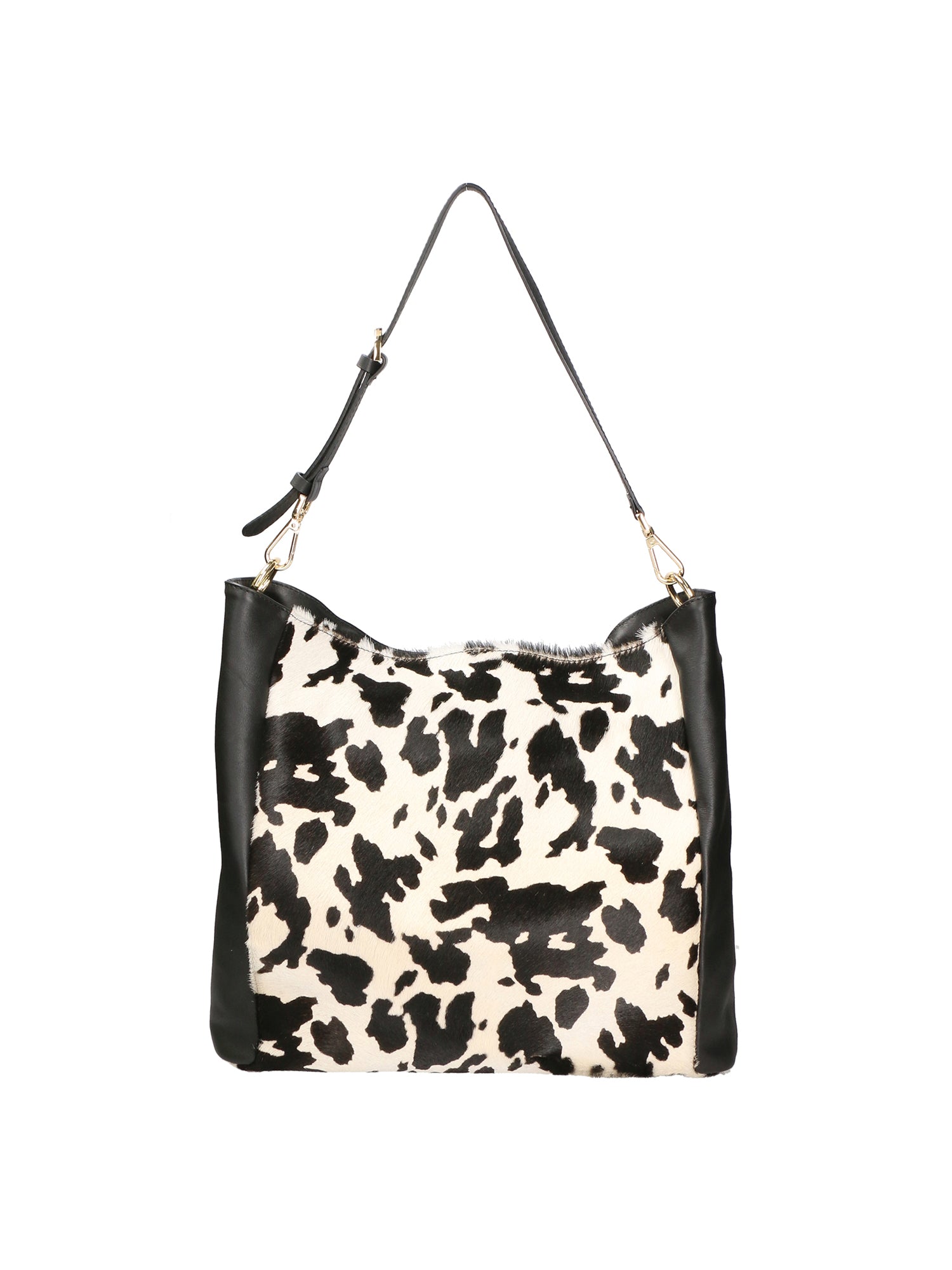 Asia Borsa a spalla da donna Vera pelle 05475-MUCCA BIANCO NERO Gave Lux