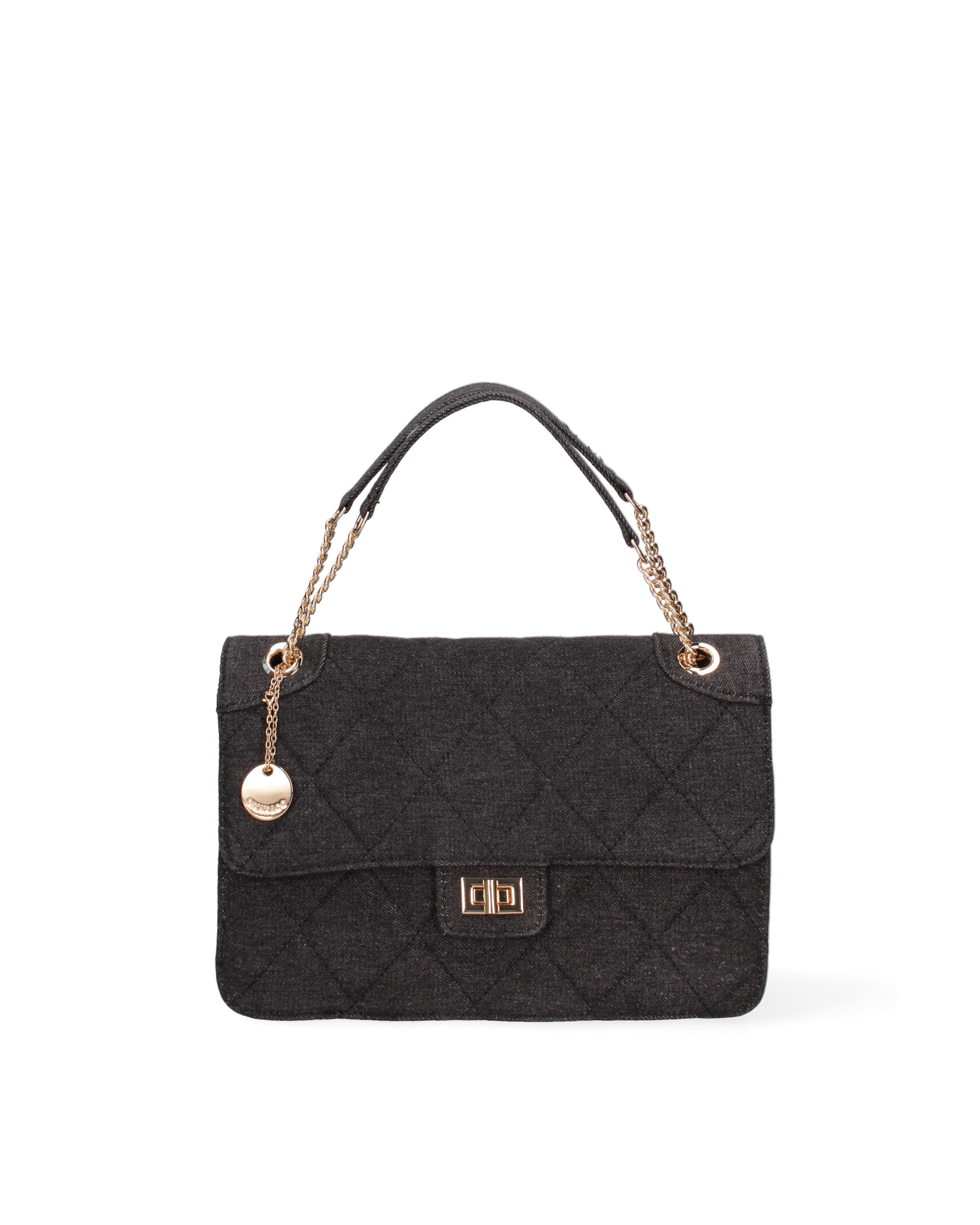 Borsa a spalla da donna Nylon & Ecopelle DC3533-2-BLACK Diana&co