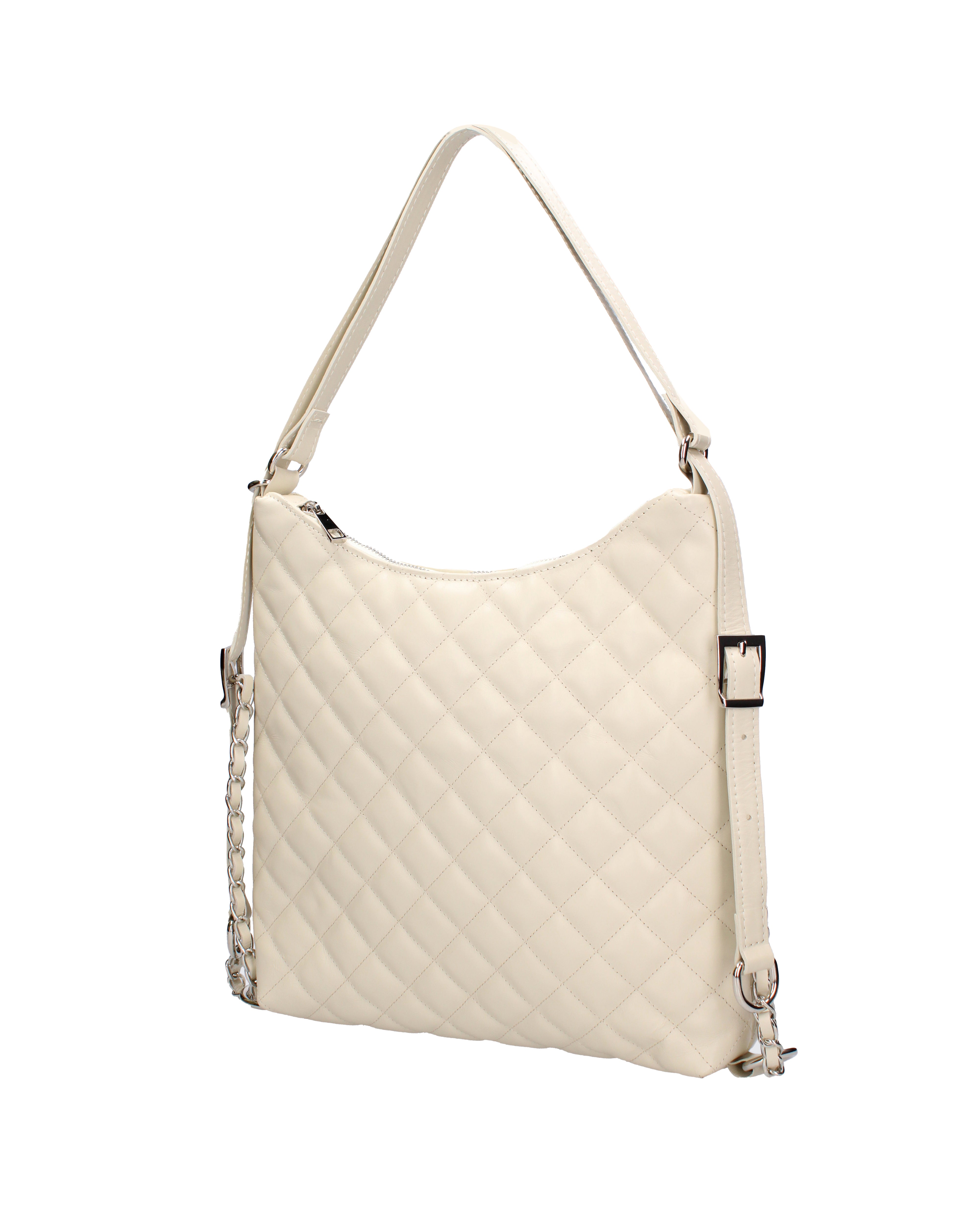 Borsa a spalla convertibile in zaino Vera pelle 07144-S37 LATTE Roberta Rossi