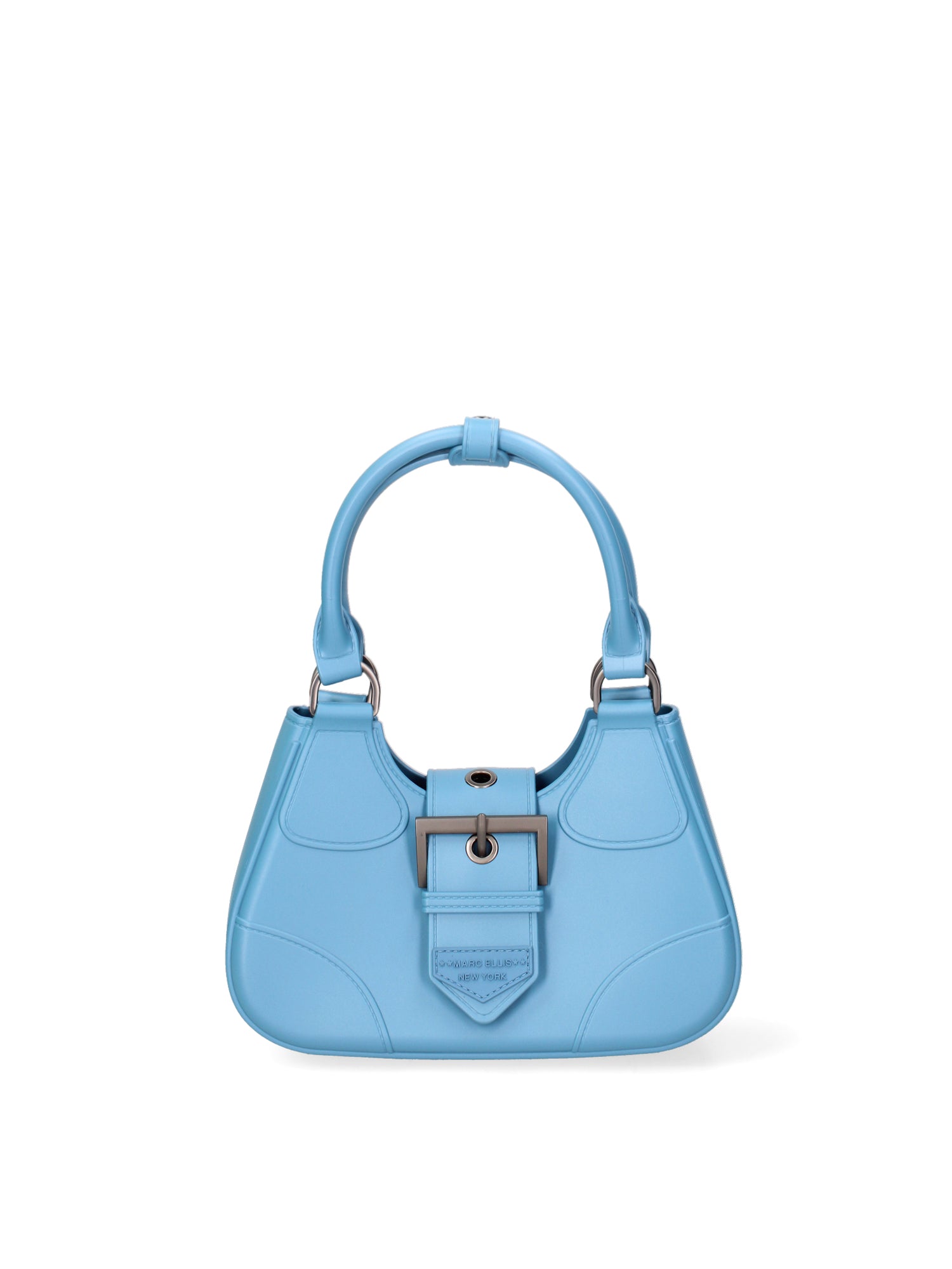 Borsa a mano da donna 100% PVC FLAT-CIRCLE-SUGAR BLUE - SATIN CDF Marc Ellis