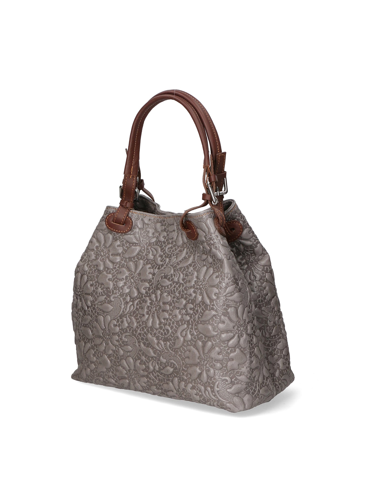 Elenia Borsa a mano da donna Vera pelle 80049-018 GRIGIO MEDIO Gave Lux