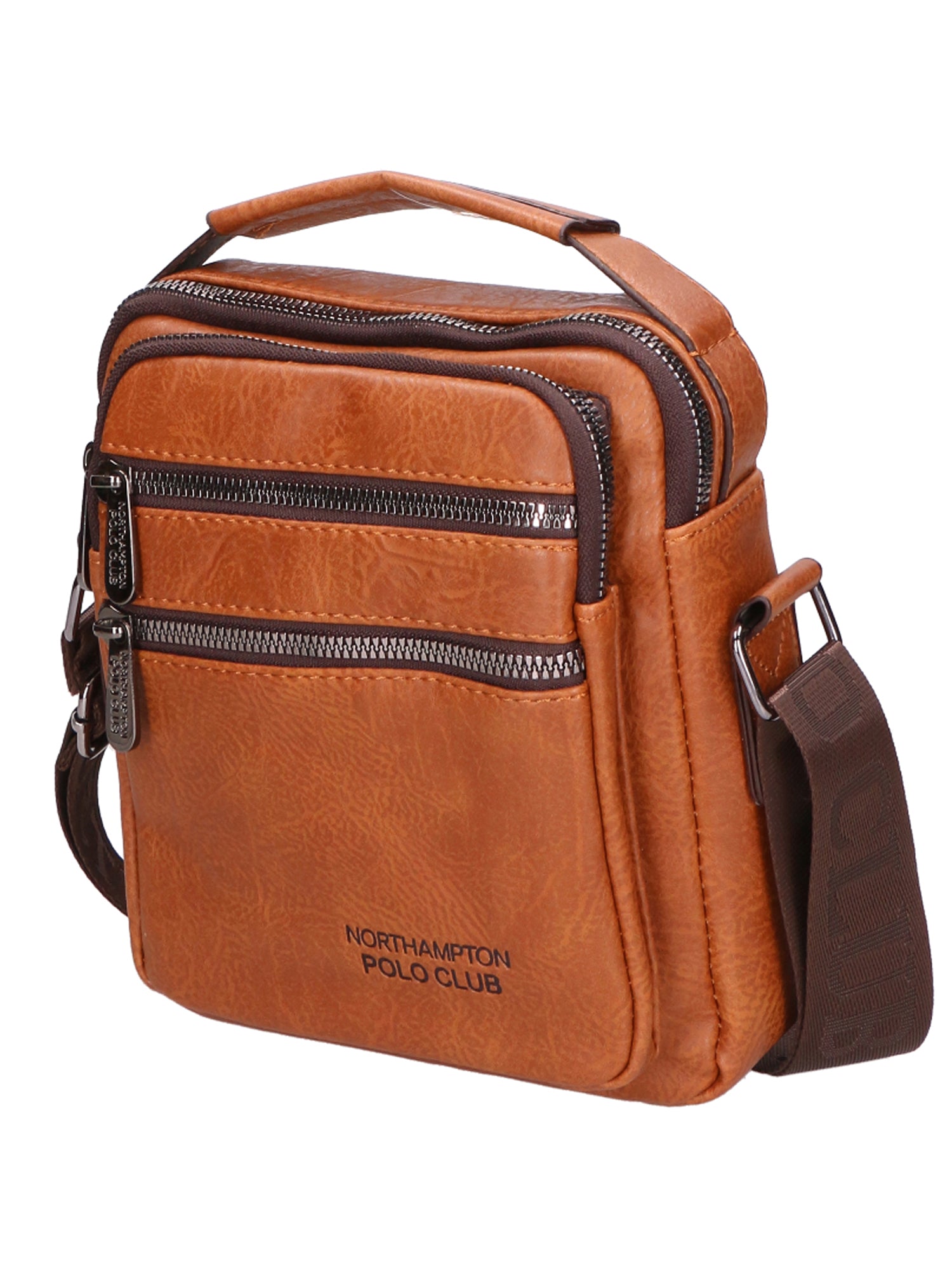 Borsa a tracolla uomo 100% pelle PU PCL3055-BROWN Northampton Polo Club