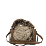 Silvana Pro Borsa a tracolla donna Vera pelle + Calfhair 6599-TAUPE Gave Lux