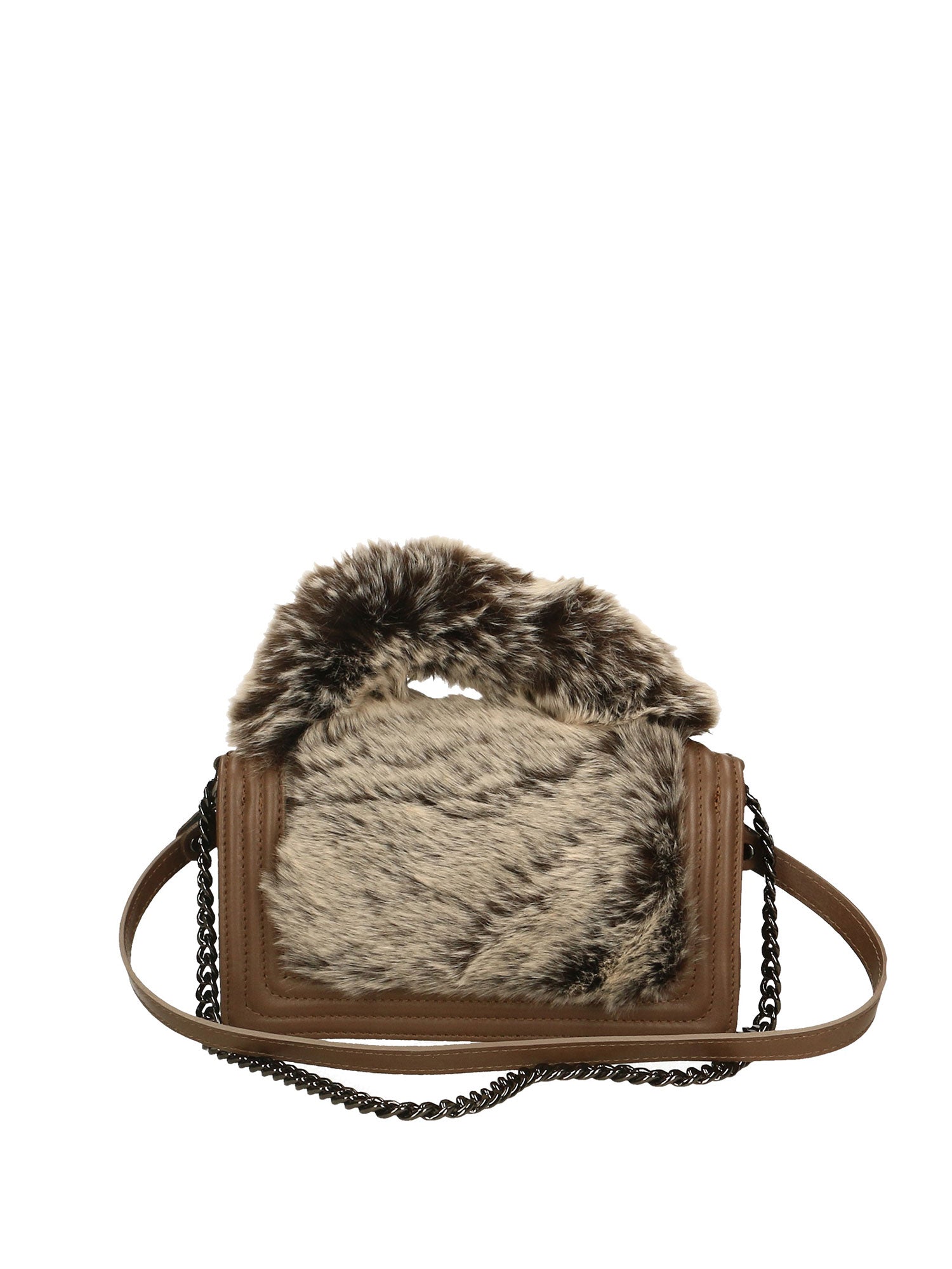 Silvana Pro Borsa a tracolla donna Vera pelle + Calfhair 6599-TAUPE Gave Lux