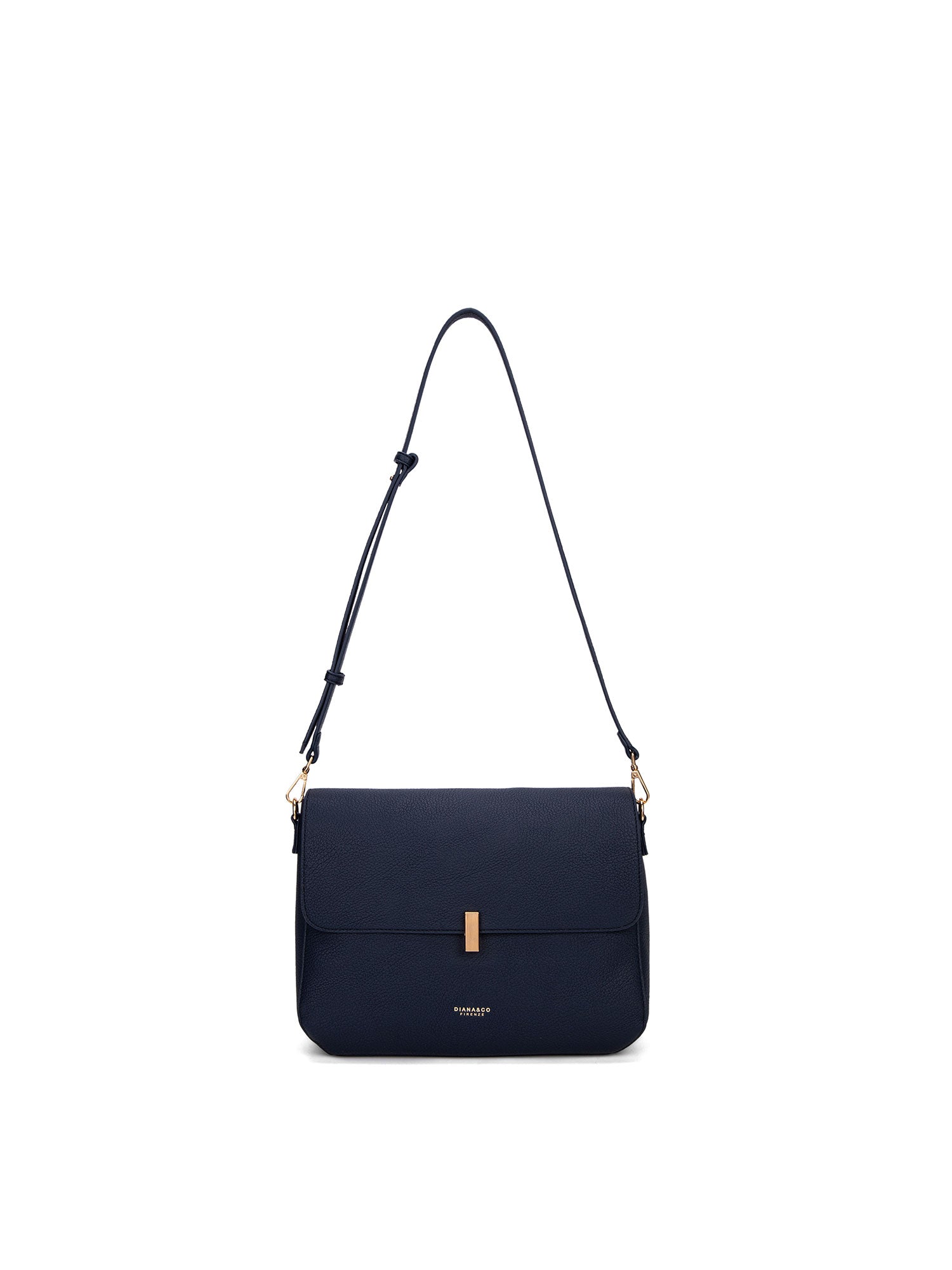Borsa a spalla da donna 100% pelle vegana PU 740-1PT-NAVY BLUE Diana&co