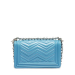 Borsa a mano da donna 100% PVC FLAT S MANHATTAN-NORSE BLUE + SILVER Marc Ellis
