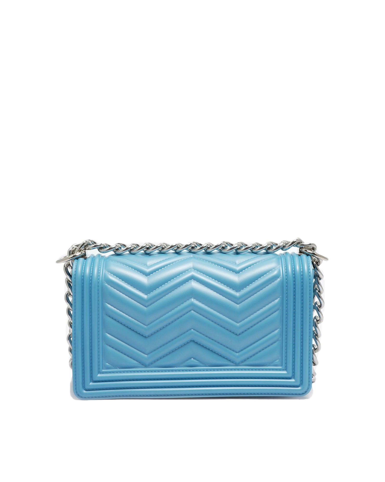 Borsa a mano da donna 100% PVC FLAT S MANHATTAN-NORSE BLUE + SILVER Marc Ellis