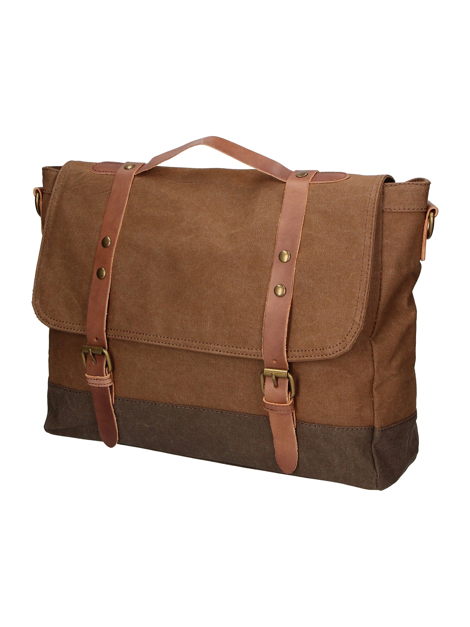 Minerva Borsa a mano unisex Canvas e pelle ZG3011-FANGO TAUPE Gave Lux
