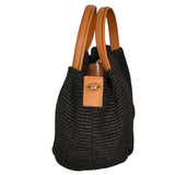 Allegra Borsa a mano da donna Pelle e Paglia 05116-12 NERO CUOIO S44 Gave Lux