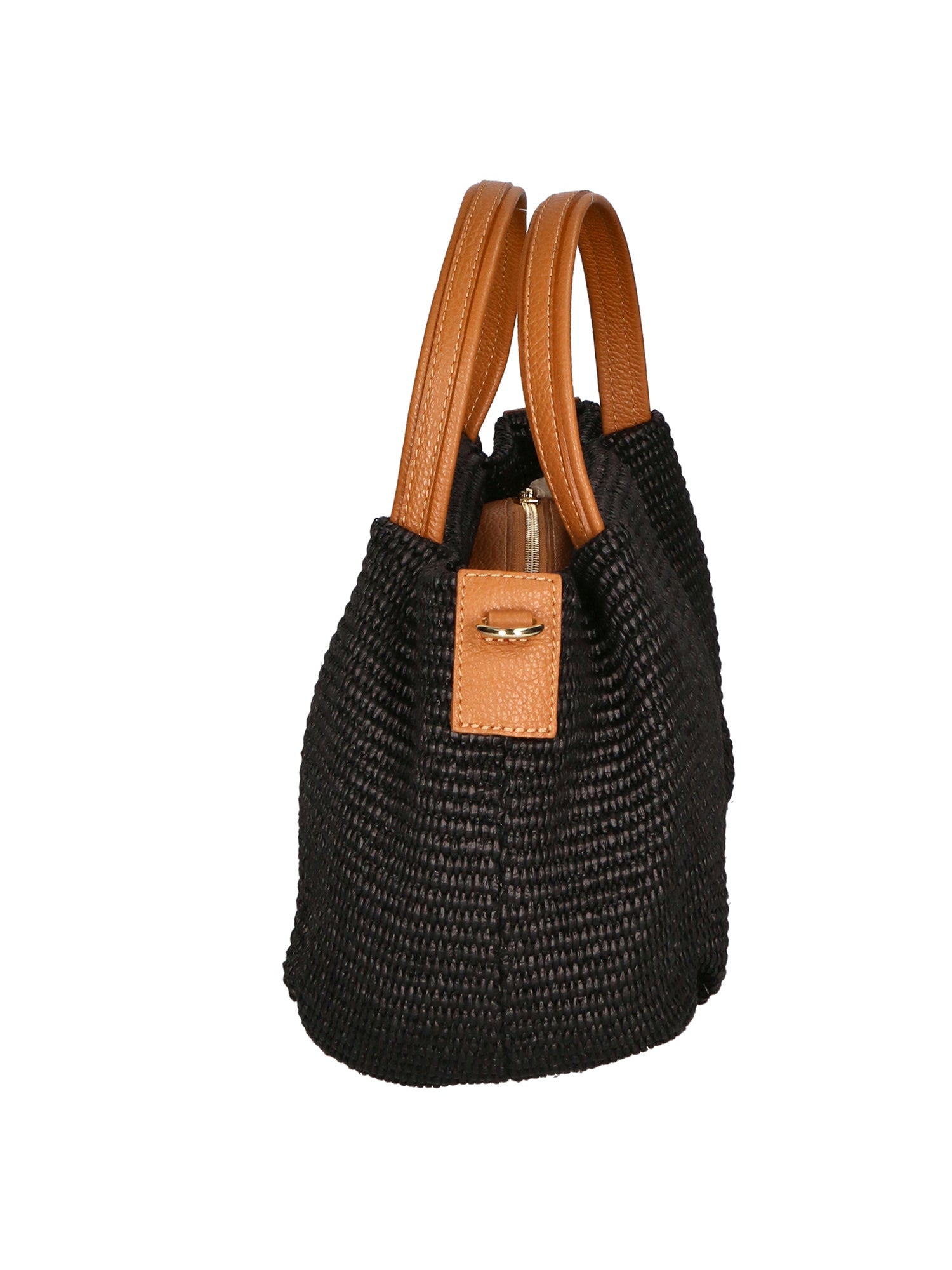 Allegra Borsa a mano da donna Pelle e Paglia 05116-12 NERO CUOIO S44 Gave Lux