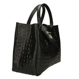 Ascoli Borsa a mano da donna Pelle stampata cocco 7718-NERO BLACK Gave Lux