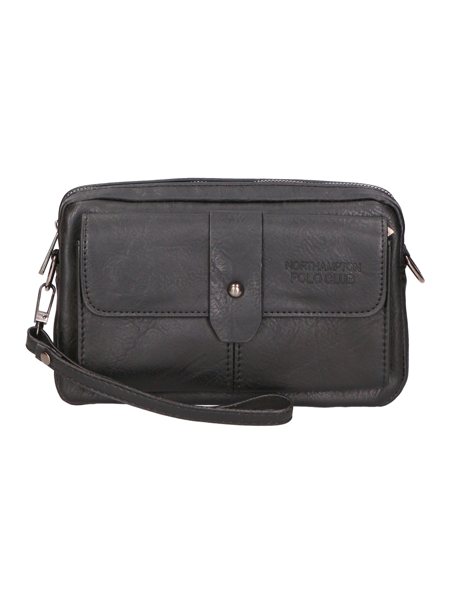 Borsa a tracolla da uomo 100% pelle PU PCL3049-BLACK Northampton Polo Club