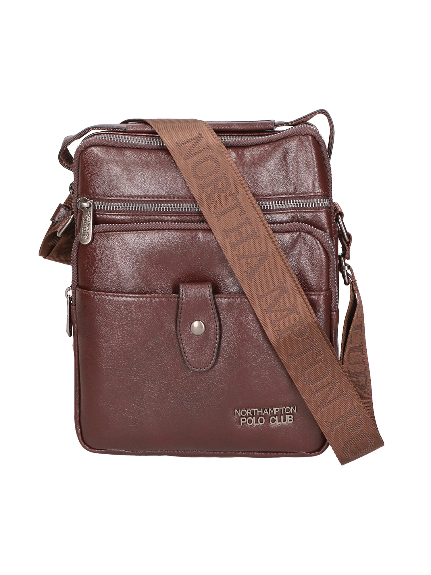 Borsa a tracolla uomo vegana 100% PU Leather PCL3101-COFFEE Northampton Polo Club