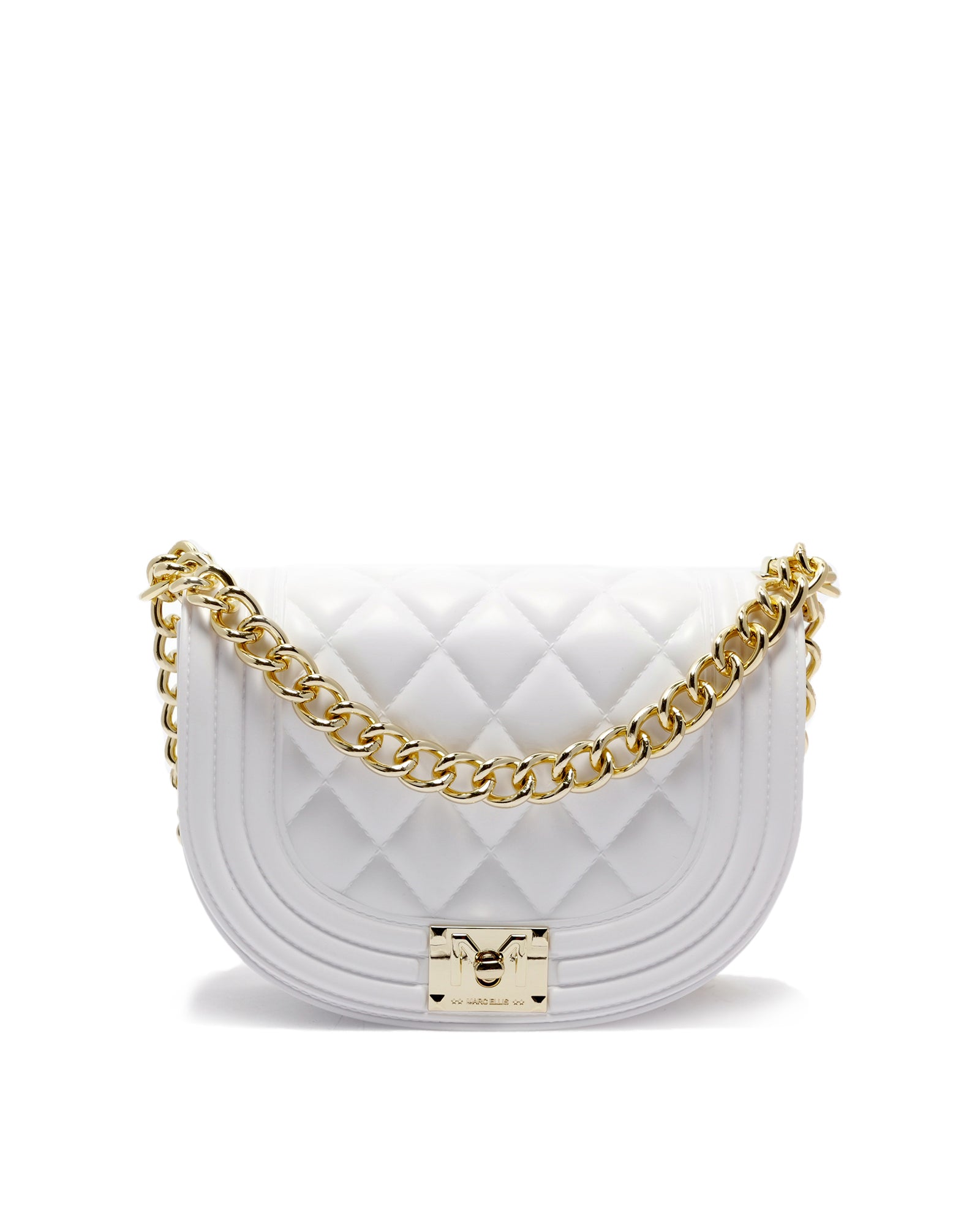 Borsa a mano da donna 100% PVC FLAT ZOE-OFF BLANC + LIGHT GOLD Marc Ellis