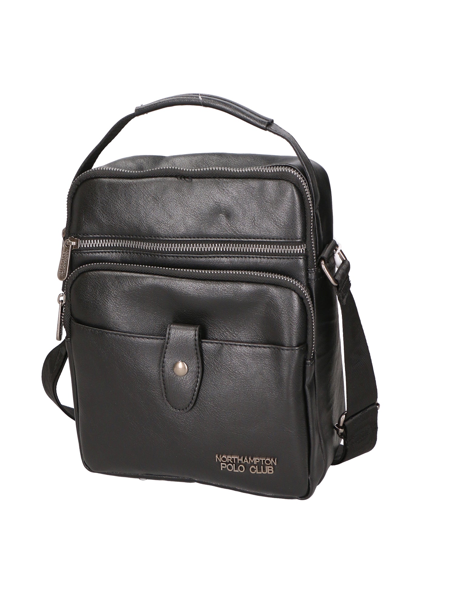 Borsa a tracolla uomo vegana 100% PU Leather PCL3101-BLACK Northampton Polo Club