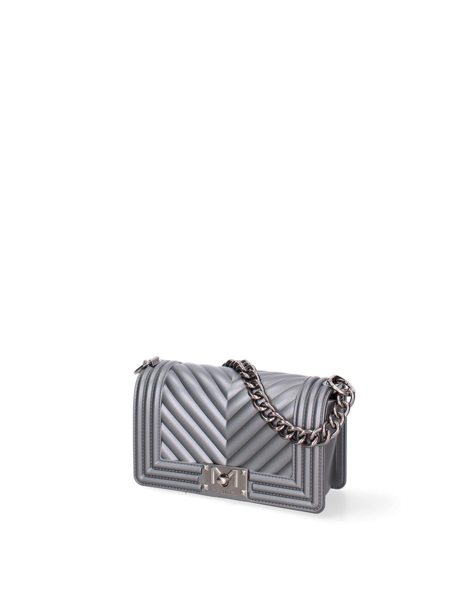 Borsa a mano da donna 100% Pvc FLAT-S 24-GUN METAL - BRUSH CDF Marc Ellis
