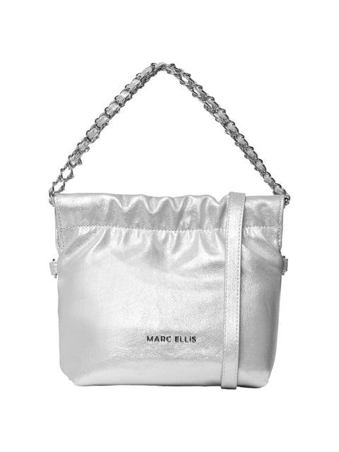 Borsa a Spalla in Pelle Vegana Argento