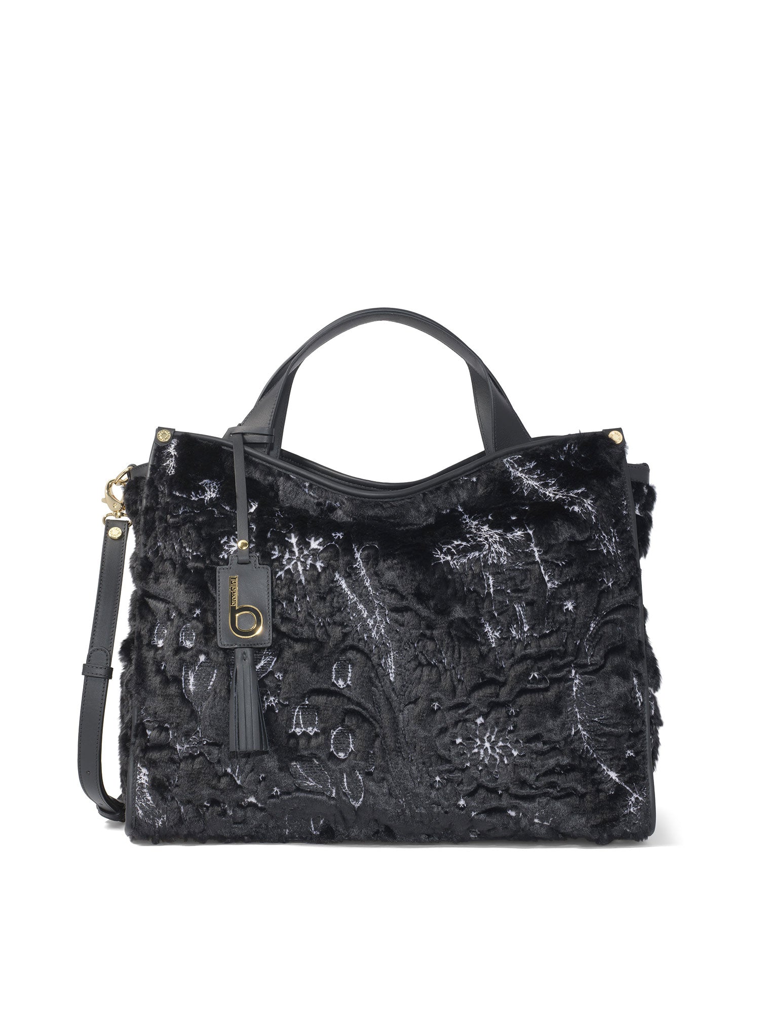 Ombrina Borsa a mano da donna Misto Poliuretano + Acrilico + Lana B16930-NERO Braccialini