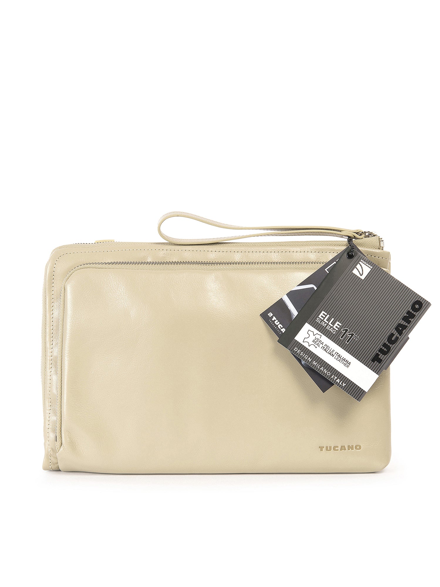 Pochette da donna in vera pelle Unisex BEL11-Bianco Tucano