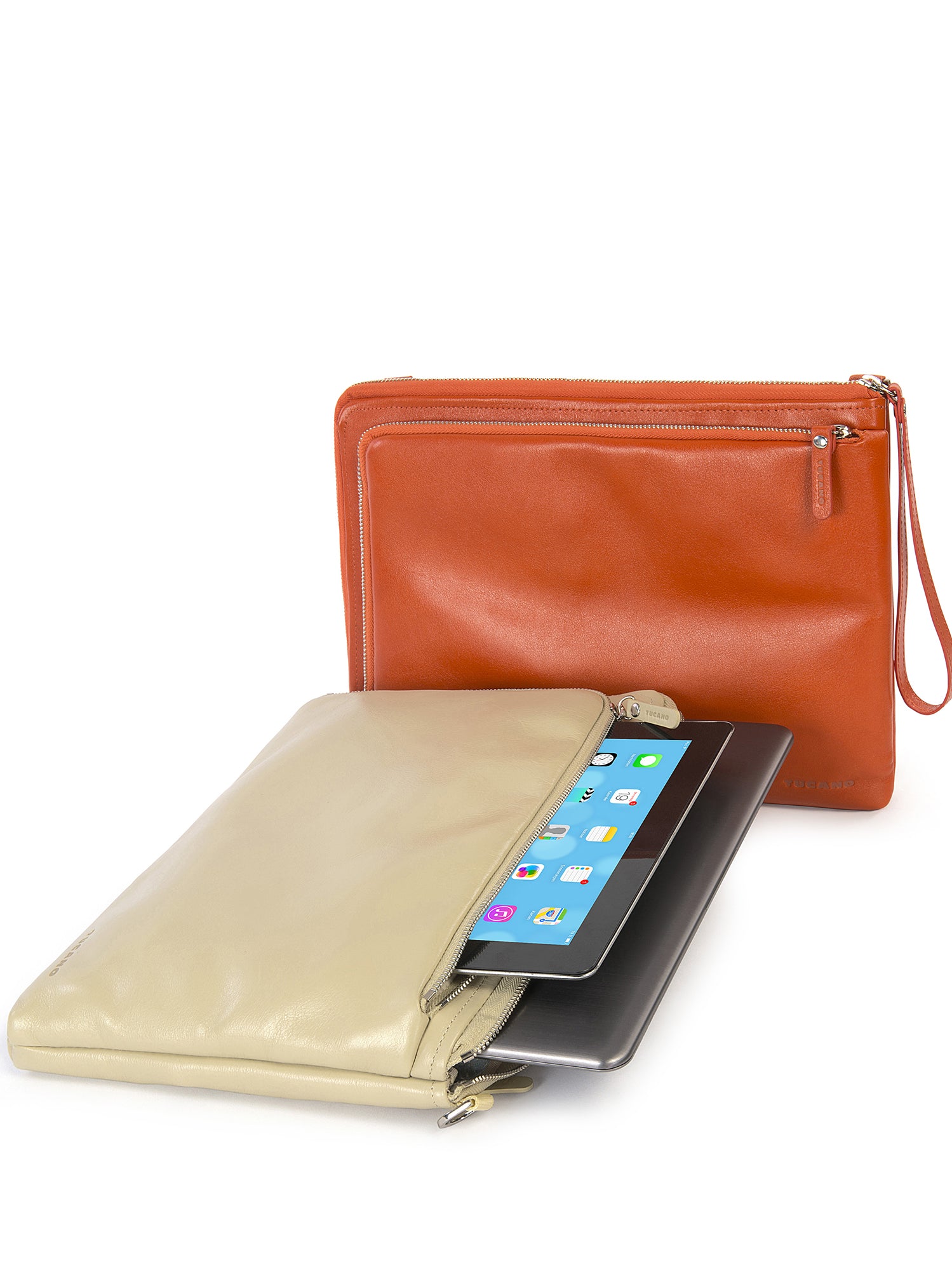 Pochette unisex in vera pelle Casual BEL13-Arancione Tucano