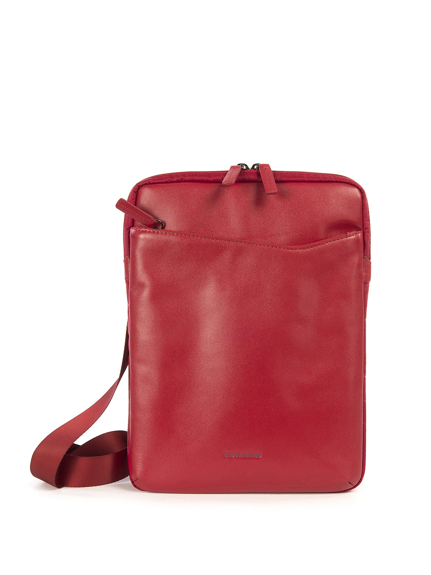 Borsa a tracolla unisex in vera pelle Casual BFINPXS-Rosso Tucano