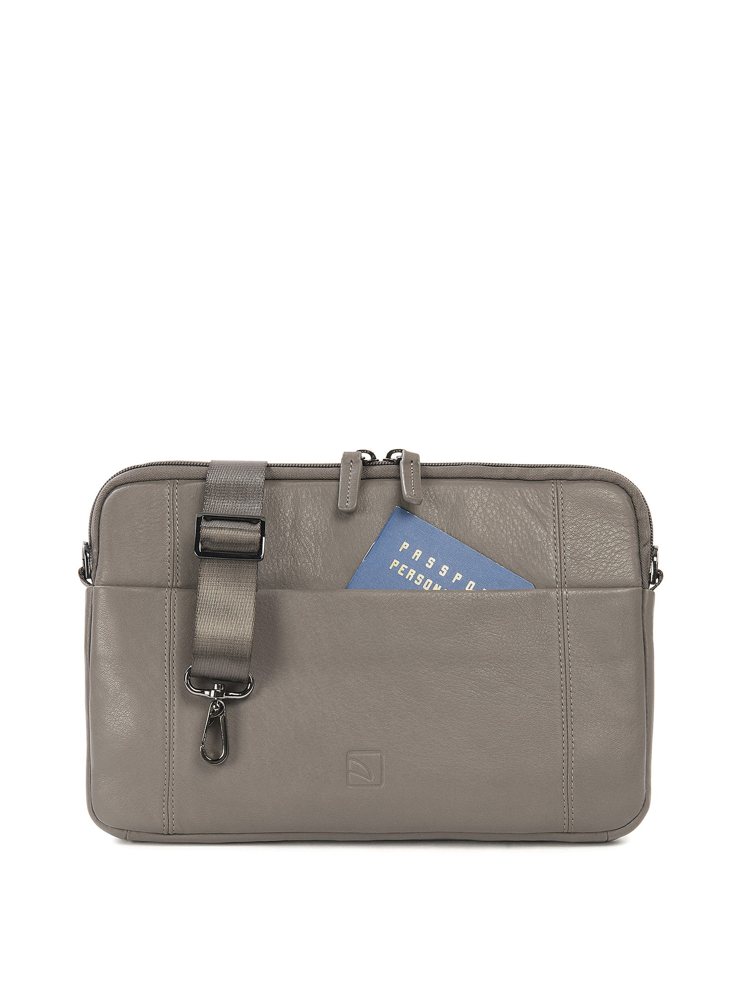 Borsa a tracolla unisex vera pelle Casual BFOP11-Grigio Tucano