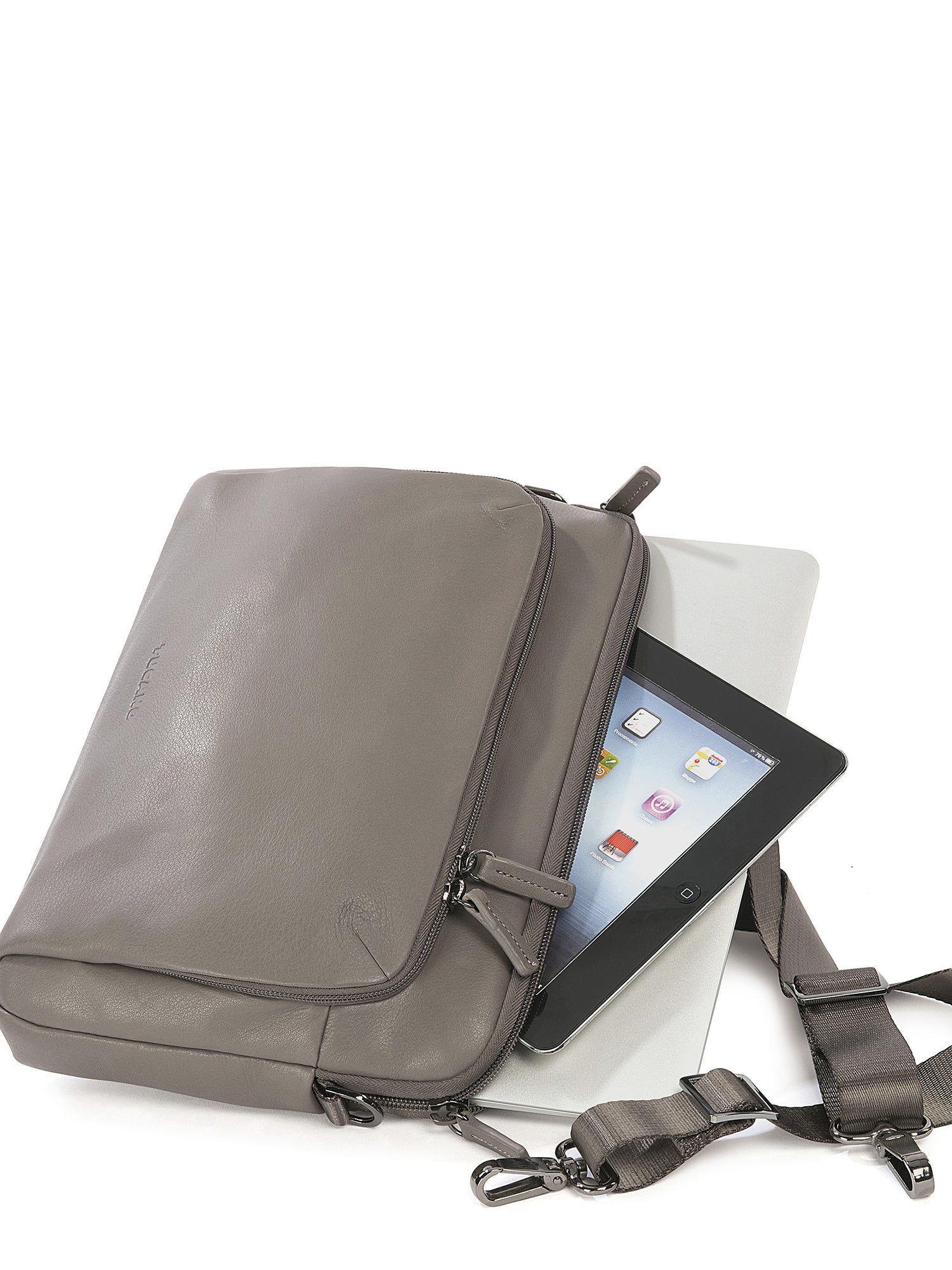 Borsa a tracolla unisex vera pelle Casual BFOP11-Grigio Tucano