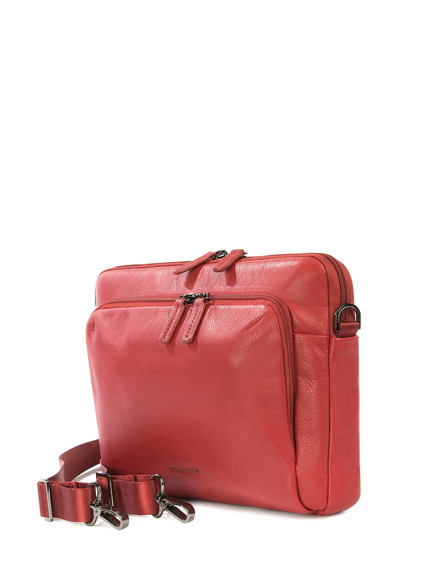 Borsa a tracolla unisex vera pelle Casual BFOP11-Rosso Tucano