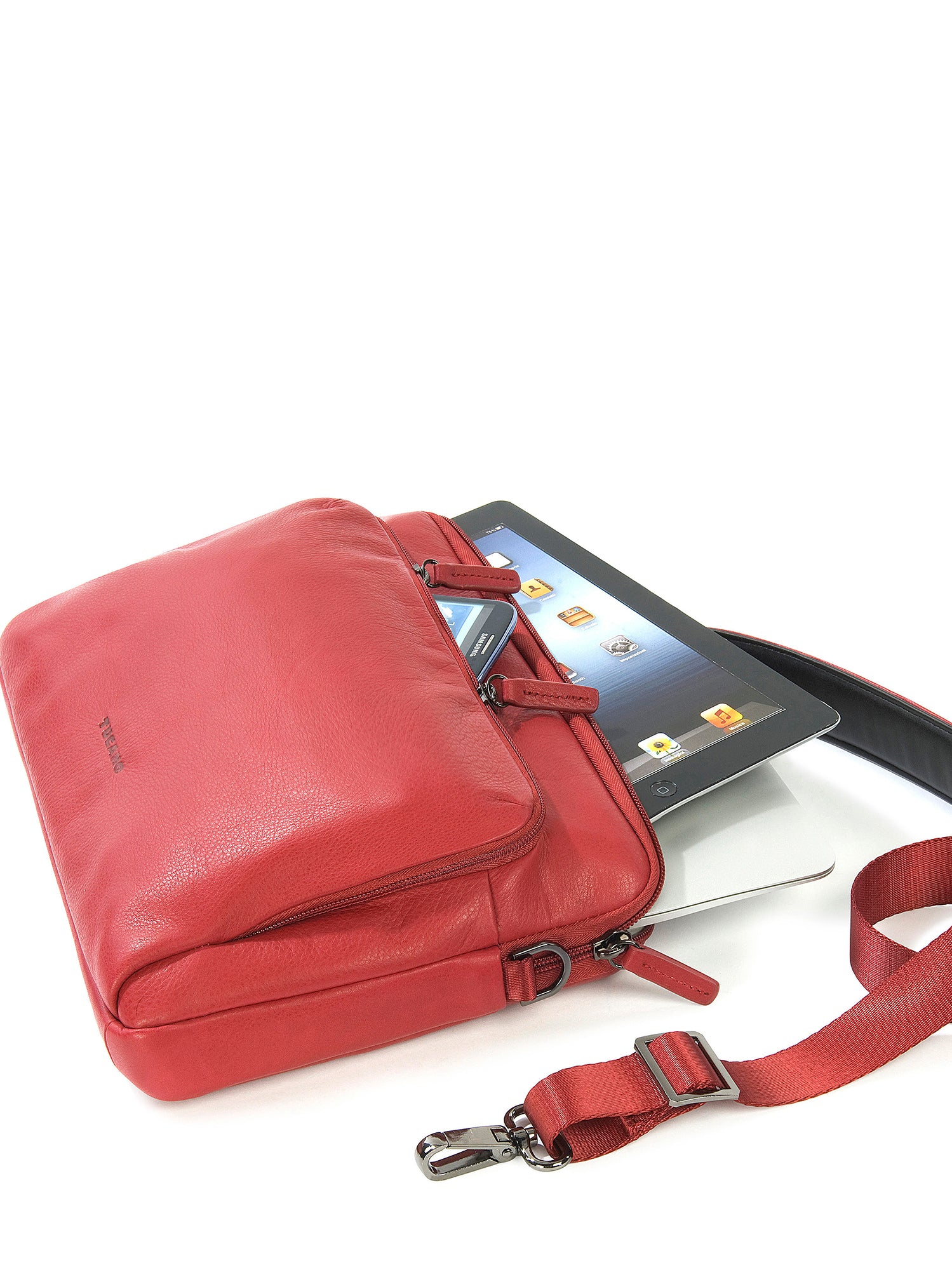 Borsa a tracolla unisex vera pelle Casual BFOP11-Rosso Tucano